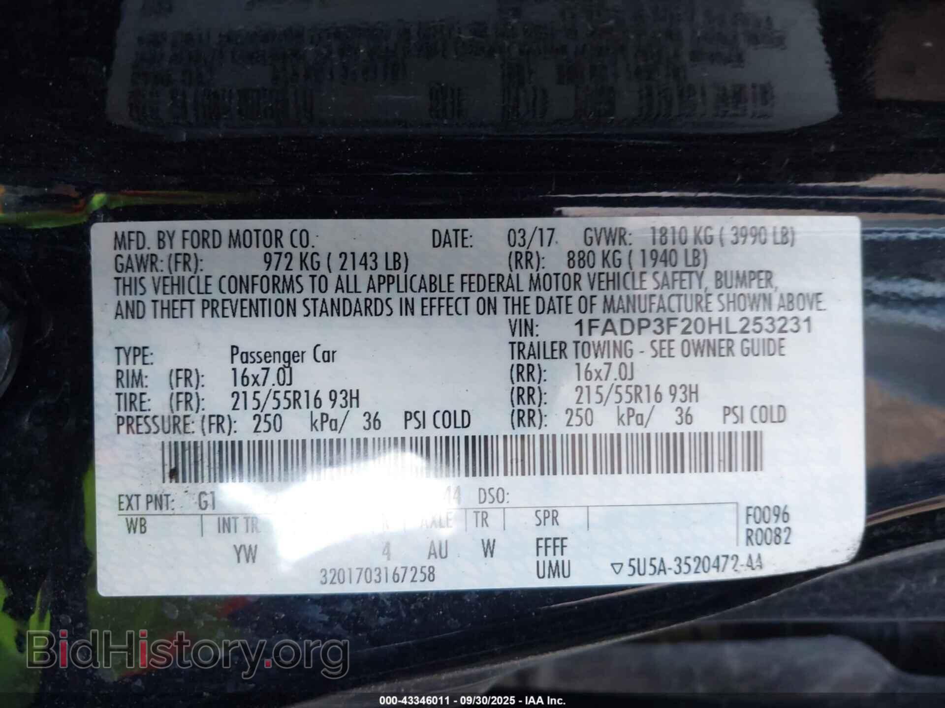2017 FORD FOCUS - VIN: 1FADP3F20HL253231 - Фото 9