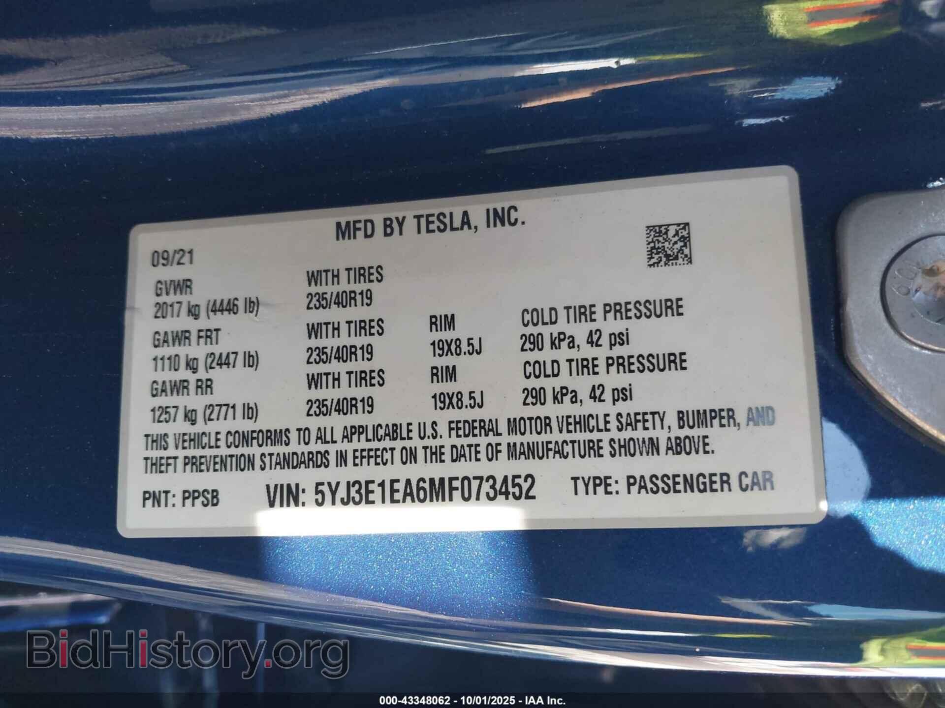 2021 TESLA MODEL 3 - VIN: 5YJ3E1EA6MF073452 - Photo 9