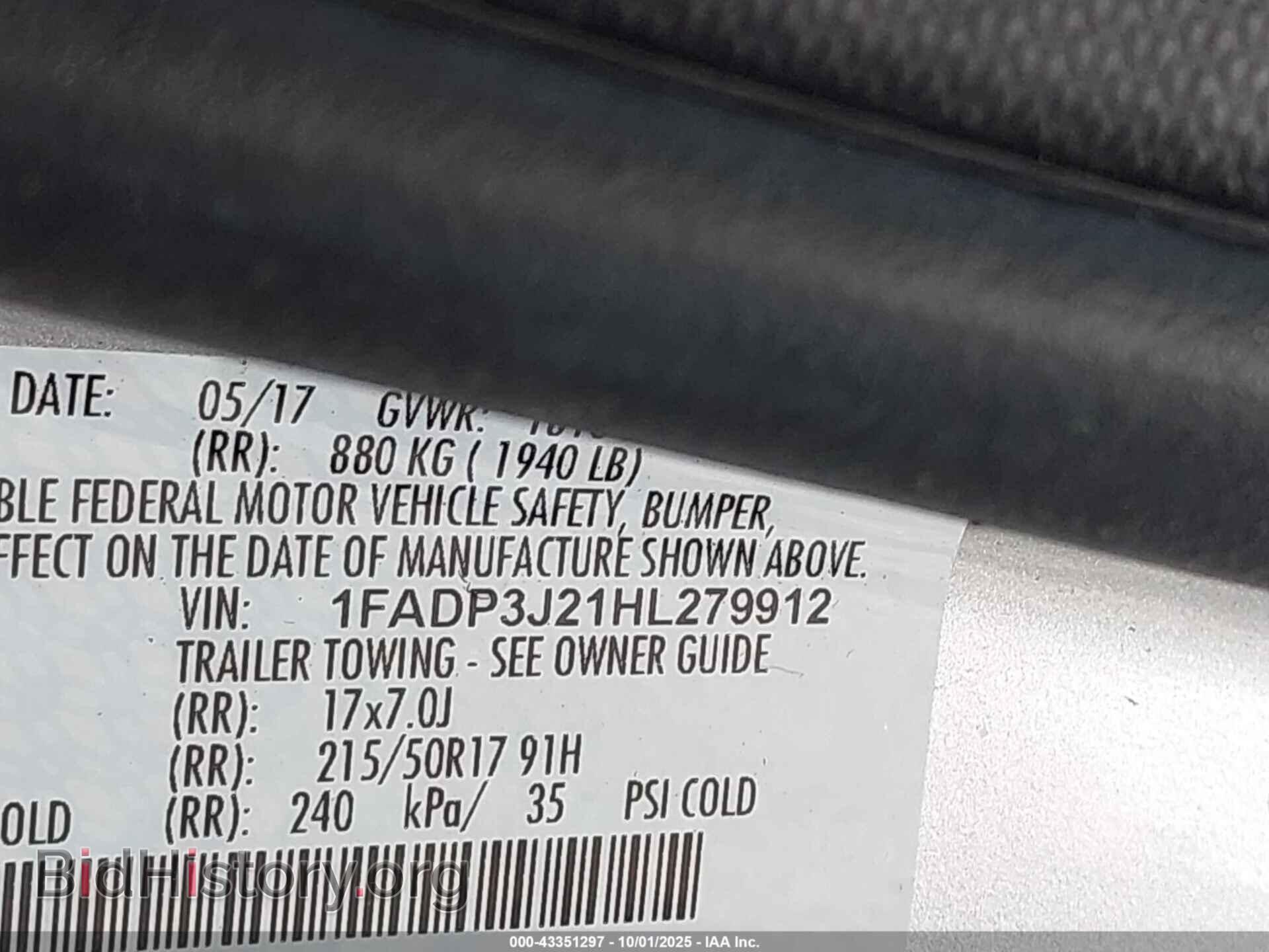 2017 FORD FOCUS - VIN: 1FADP3J21HL279912 - Фото 9