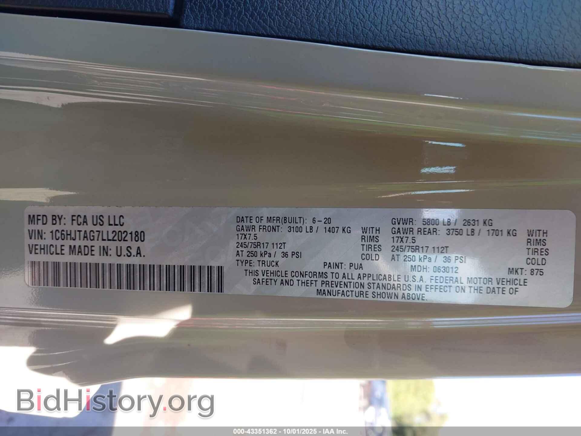 2020 JEEP GLADIATOR - VIN: 1C6HJTAG7LL202180 - Фото 9