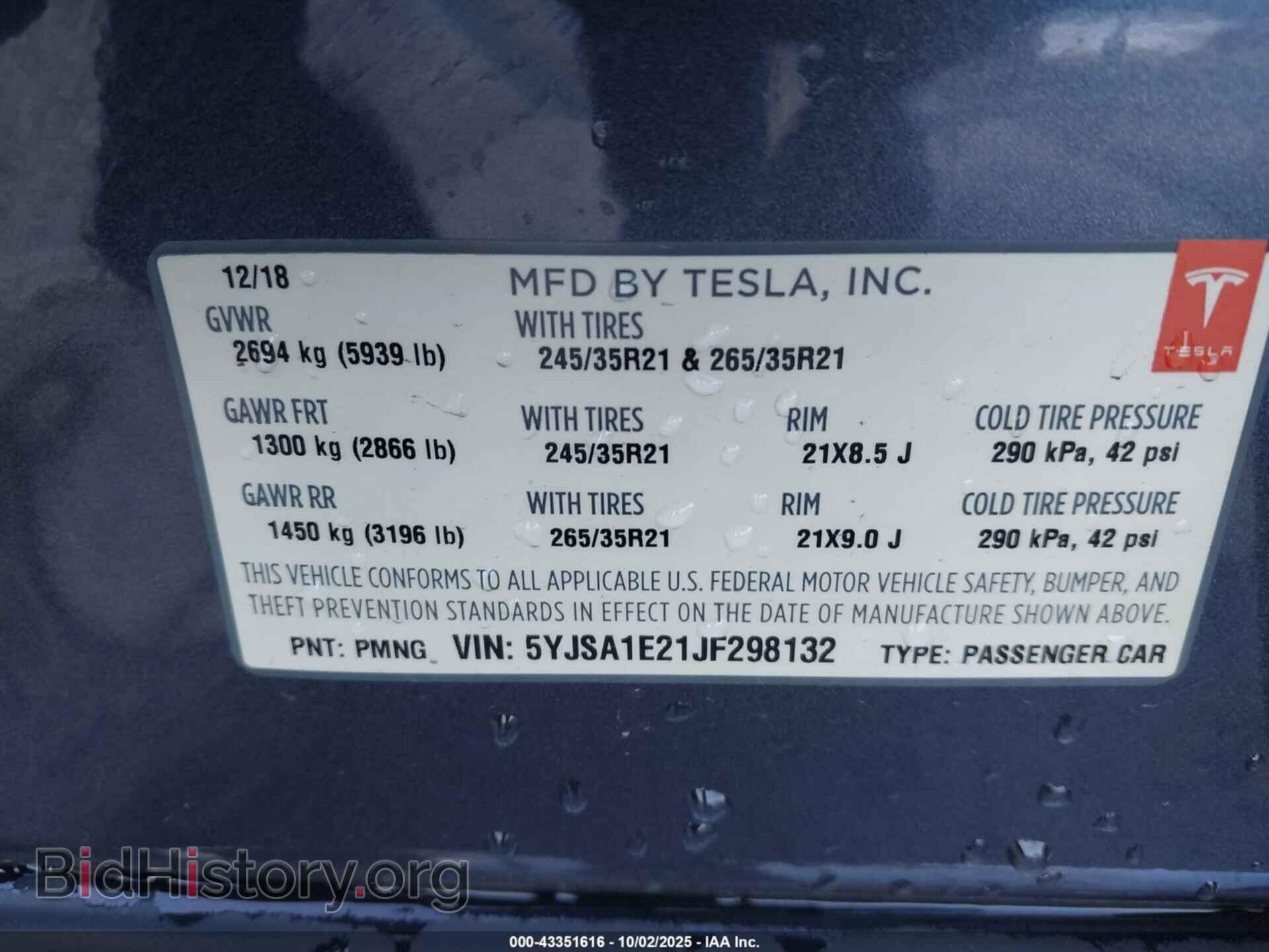 2018 TESLA MODEL S - VIN: 5YJSA1E21JF298132 - Photo 9