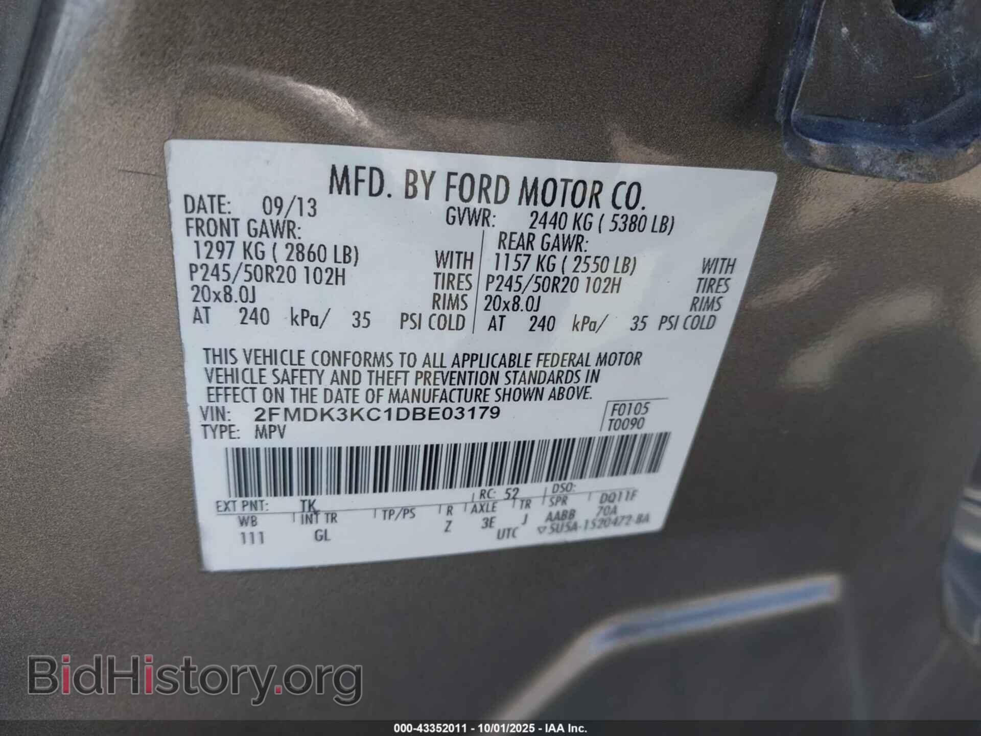 2013 FORD EDGE - VIN: 2FMDK3KC1DBE03179 - Photo 9