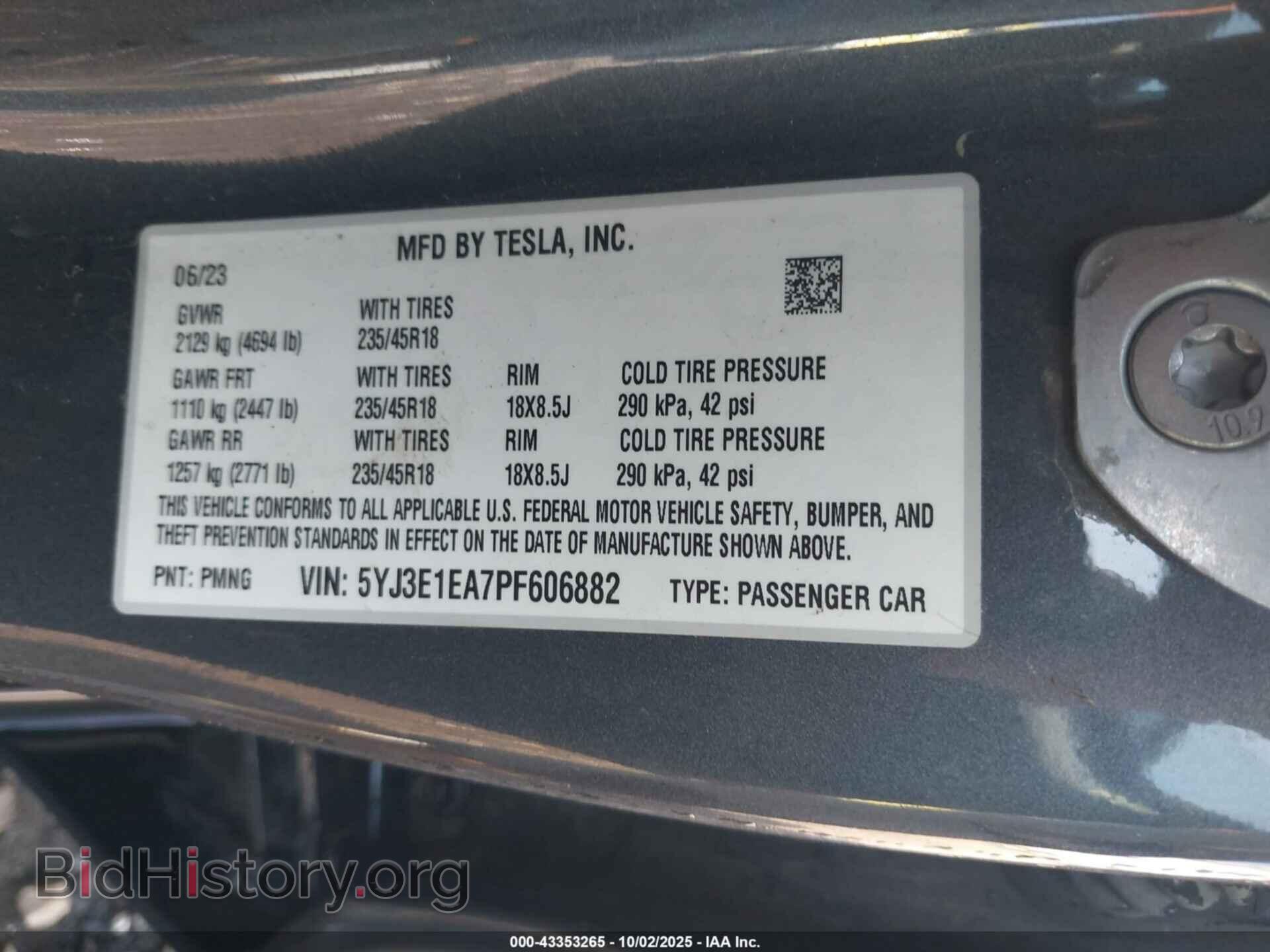 2023 TESLA MODEL 3 - VIN: 5YJ3E1EA7PF606882 - Фото 9