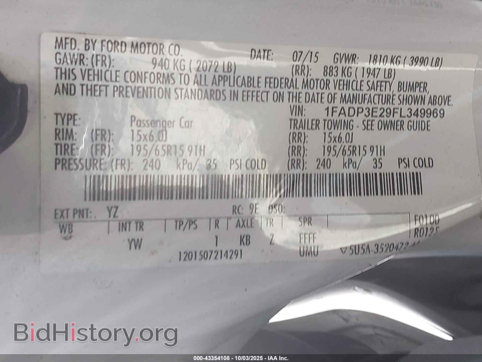 2015 FORD FOCUS - VIN: 1FADP3E29FL349969 - Фото 9
