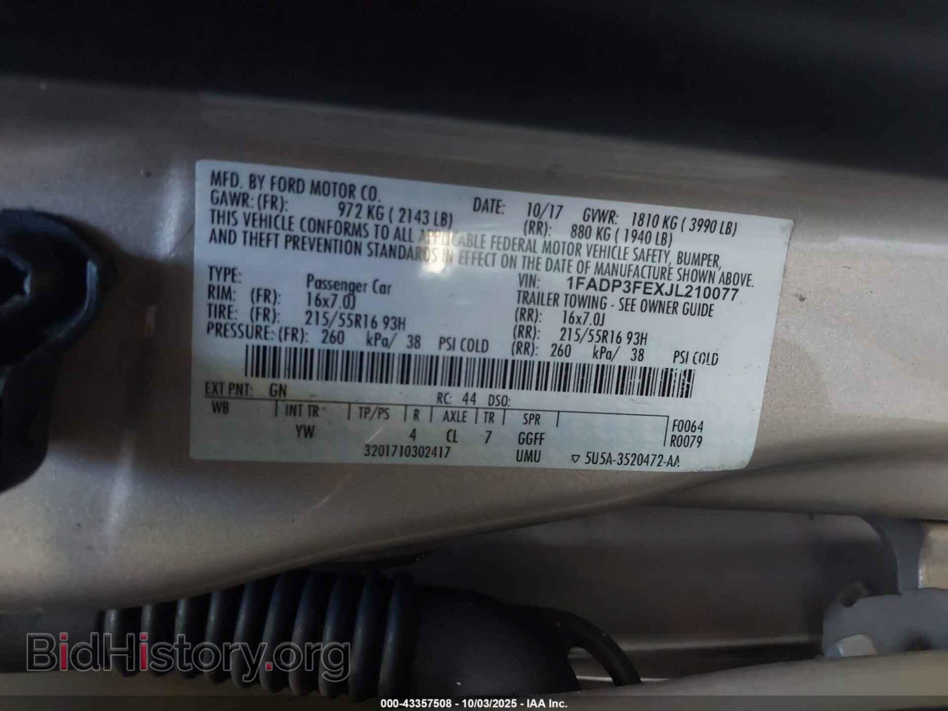 2018 FORD FOCUS - VIN: 1FADP3FEXJL210077 - Фото 9