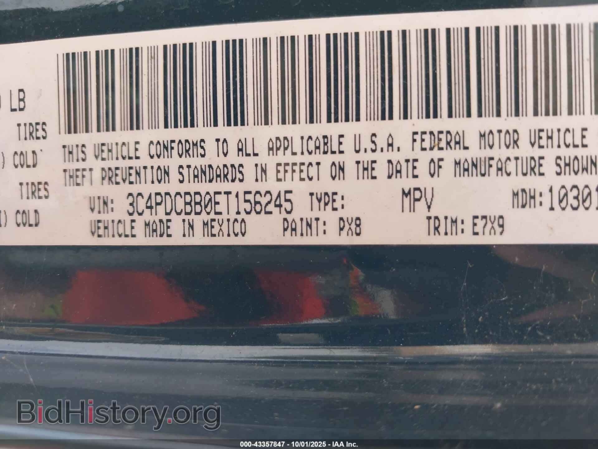 2014 DODGE JOURNEY - VIN: 3C4PDCBB0ET156245 - Фото 9