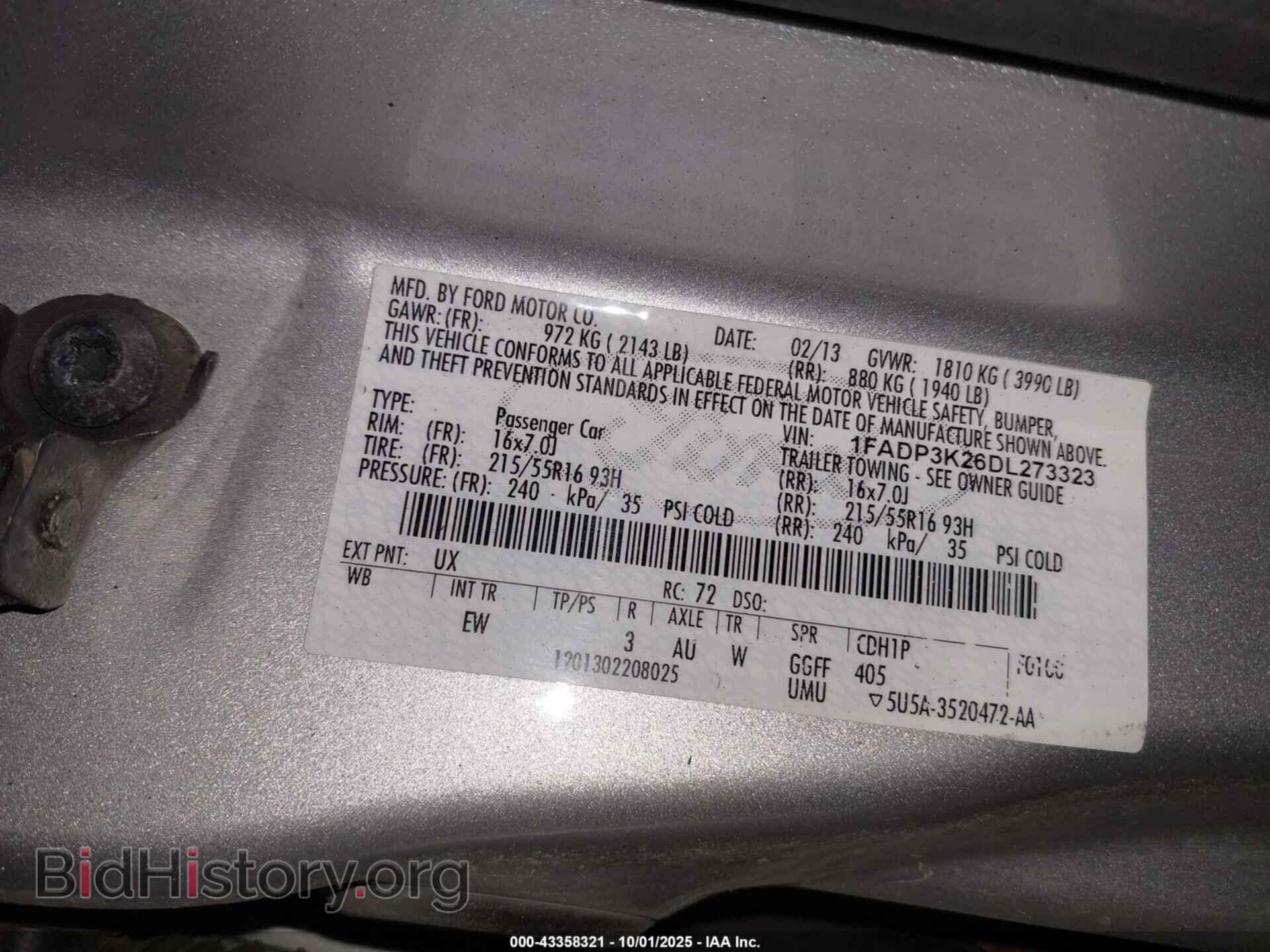 2013 FORD FOCUS - VIN: 1FADP3K26DL273323 - Фото 9