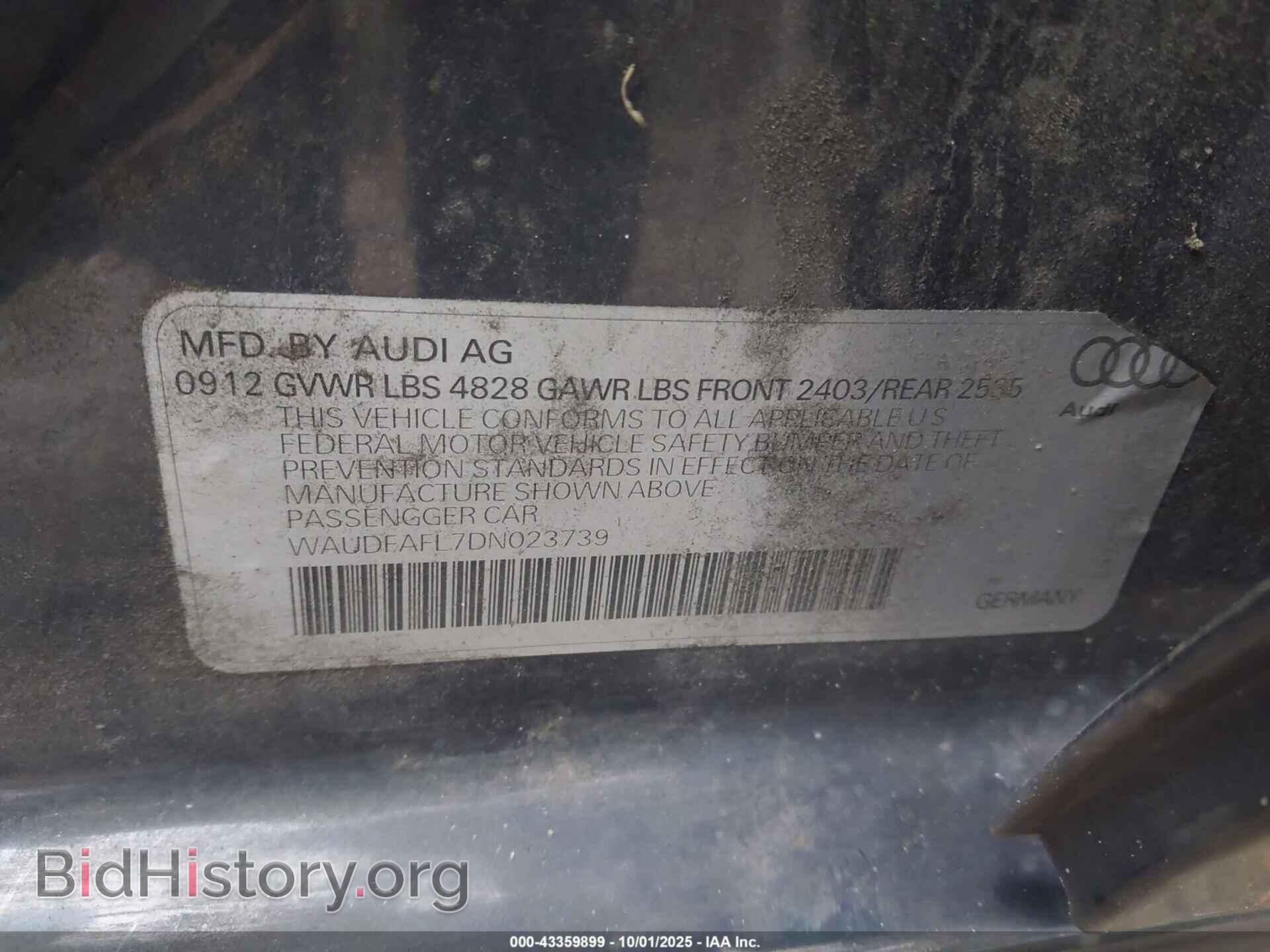 2013 AUDI A4 - VIN: WAUDFAFL7DN023739 - Photo 9
