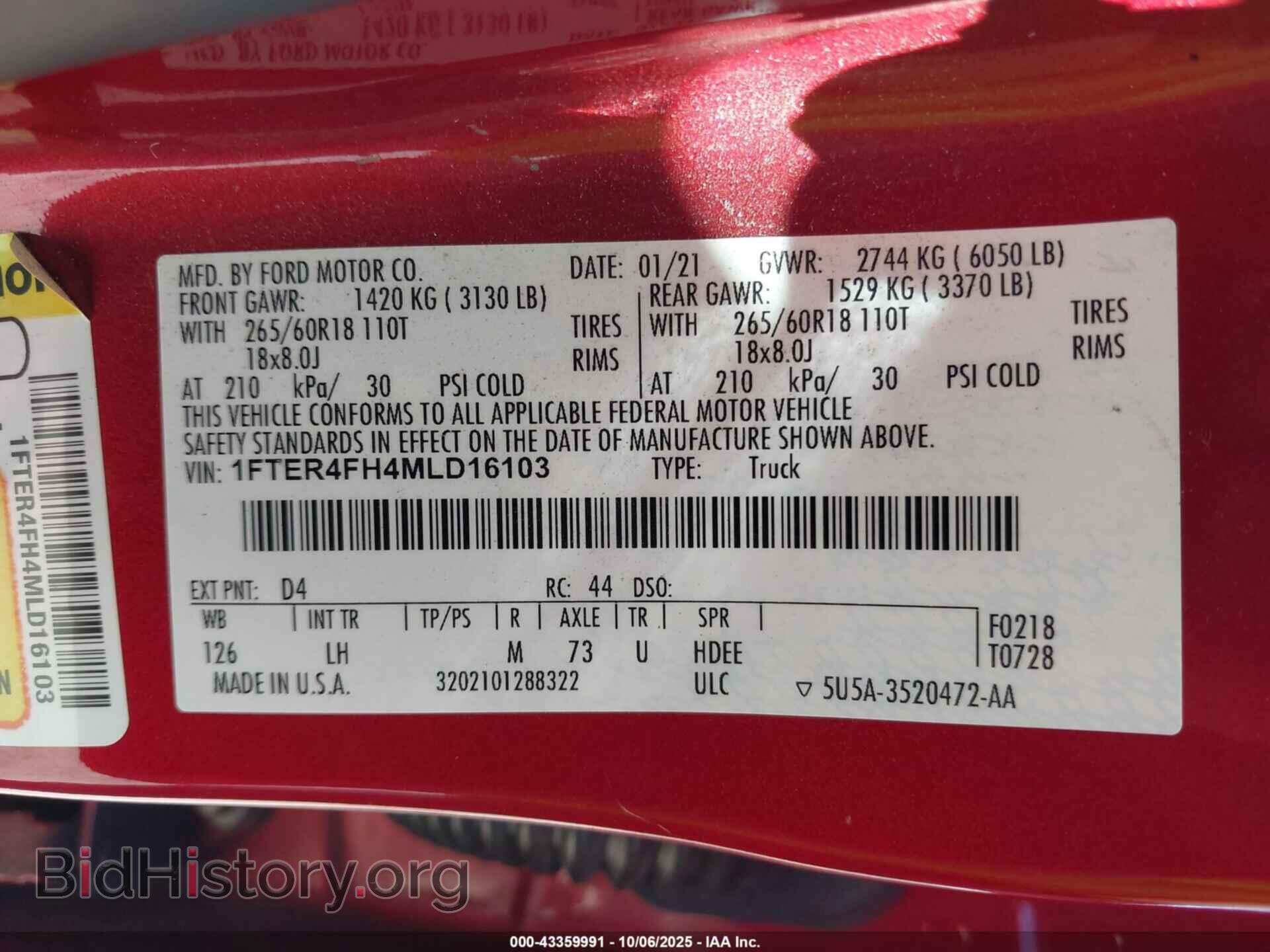 2021 FORD RANGER - VIN: 1FTER4FH4MLD16103 - Фото 9