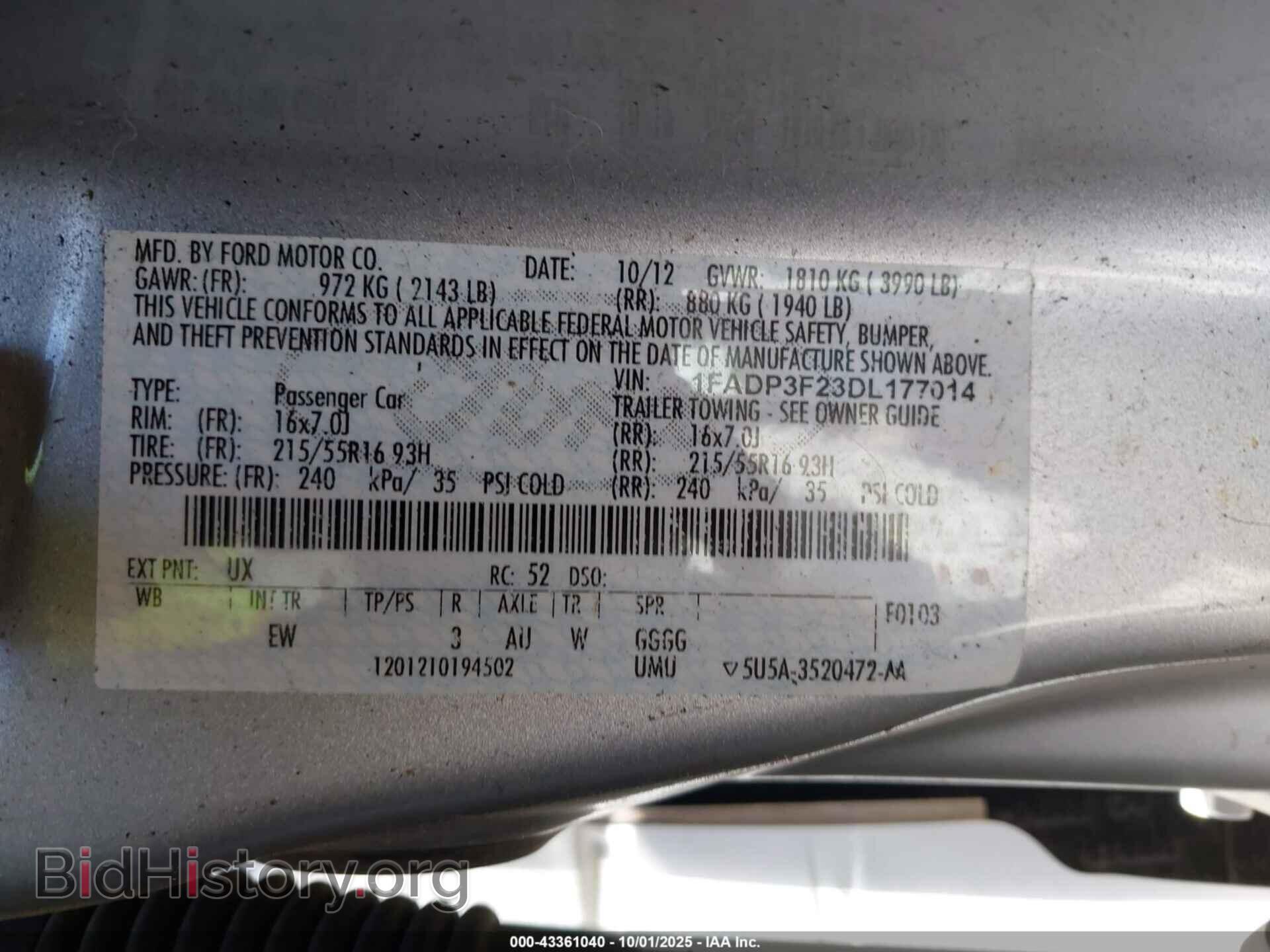 2013 FORD FOCUS - VIN: 1FADP3F23DL177014 - Фото 9