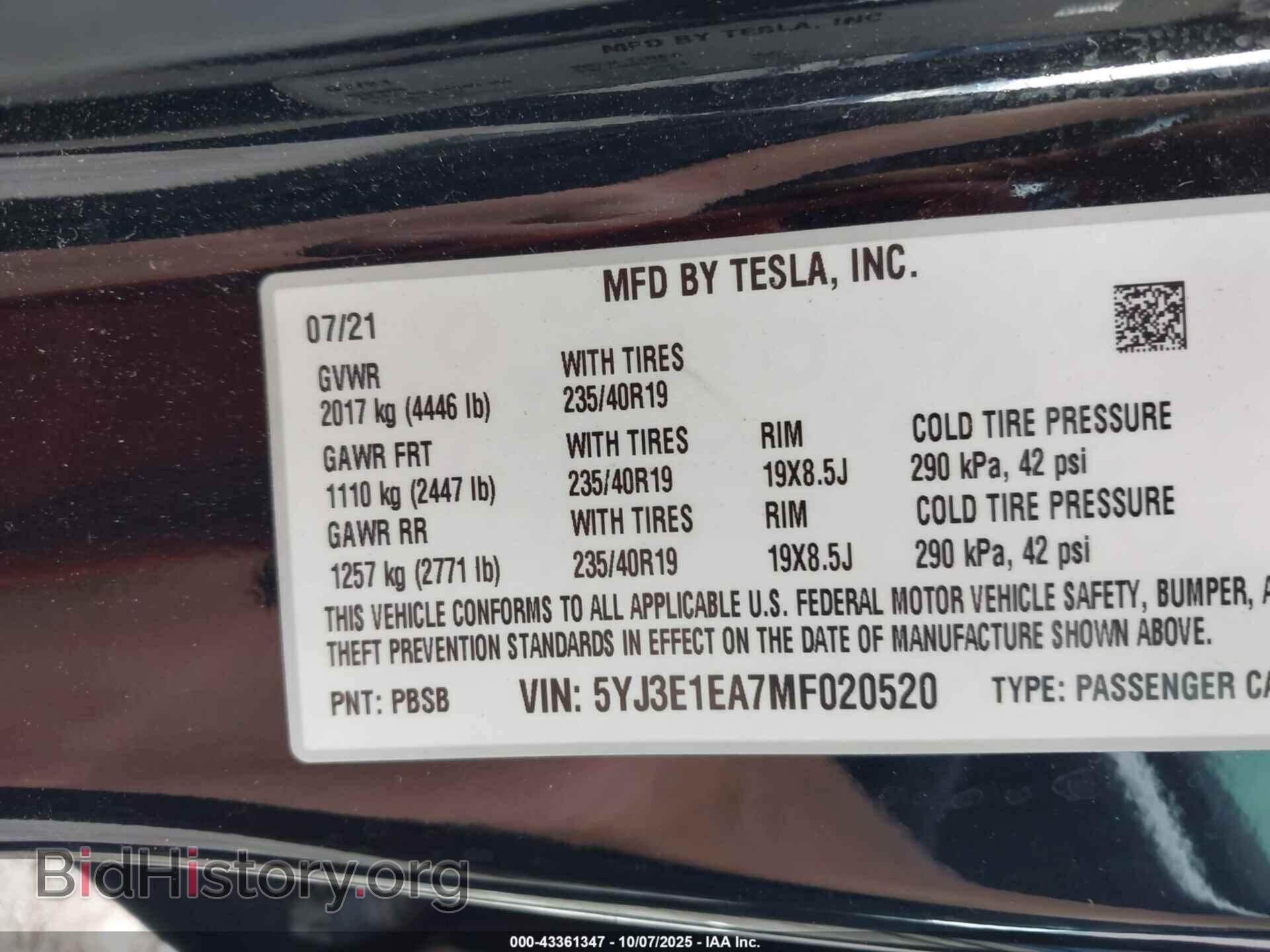 2021 TESLA MODEL 3 - VIN: 5YJ3E1EA7MF020520 - Photo 9