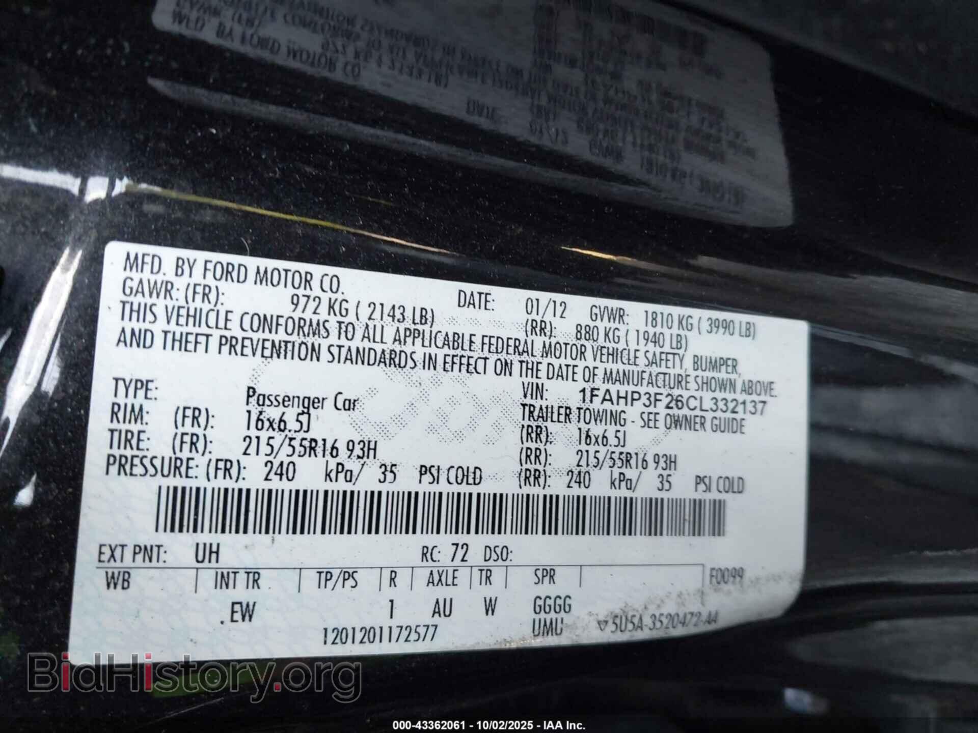 2012 FORD FOCUS - VIN: 1FAHP3F26CL332137 - Фото 9