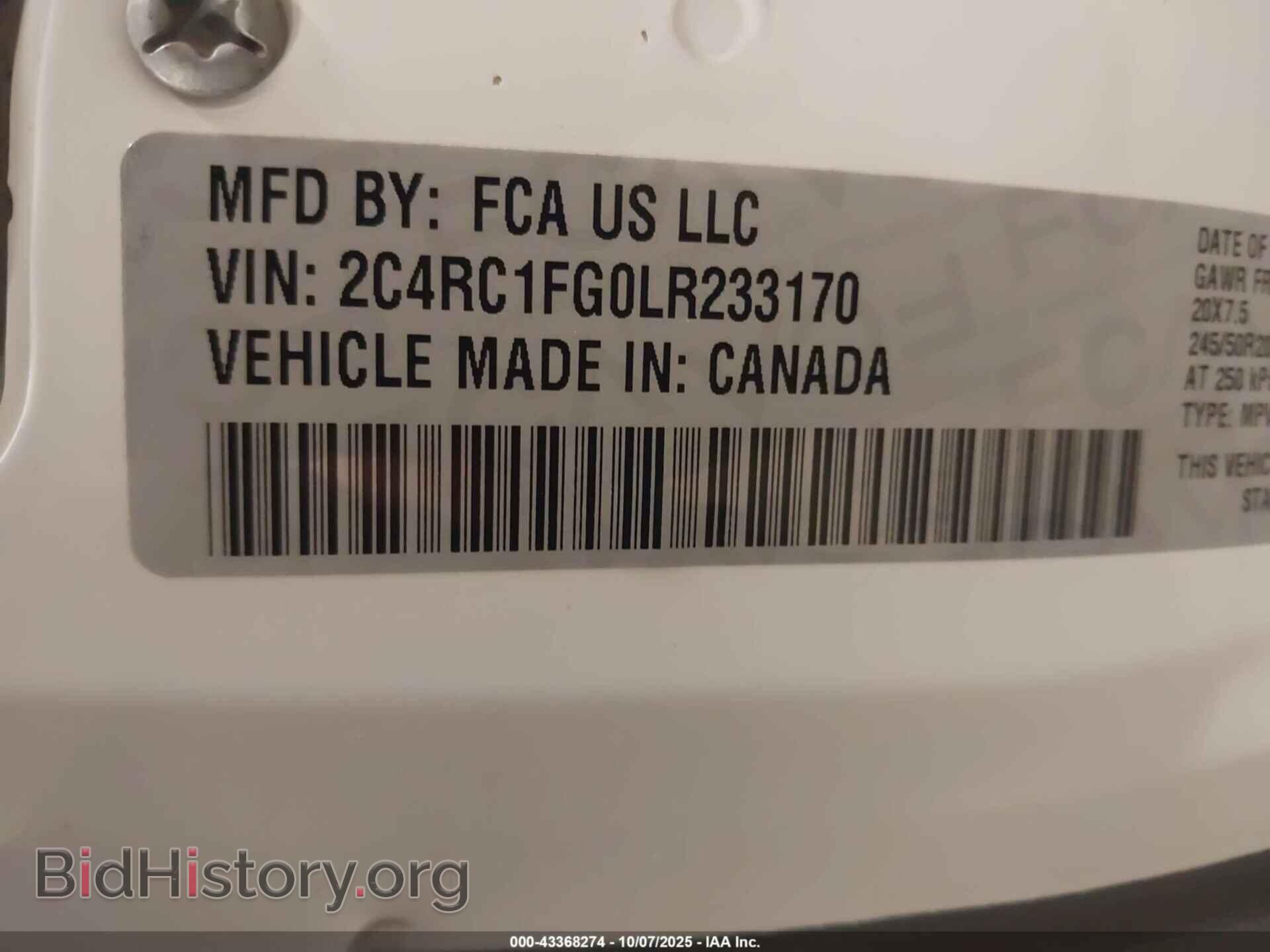 2020 CHRYSLER PACIFICA - VIN: 2C4RC1FG0LR233170 - Фото 9