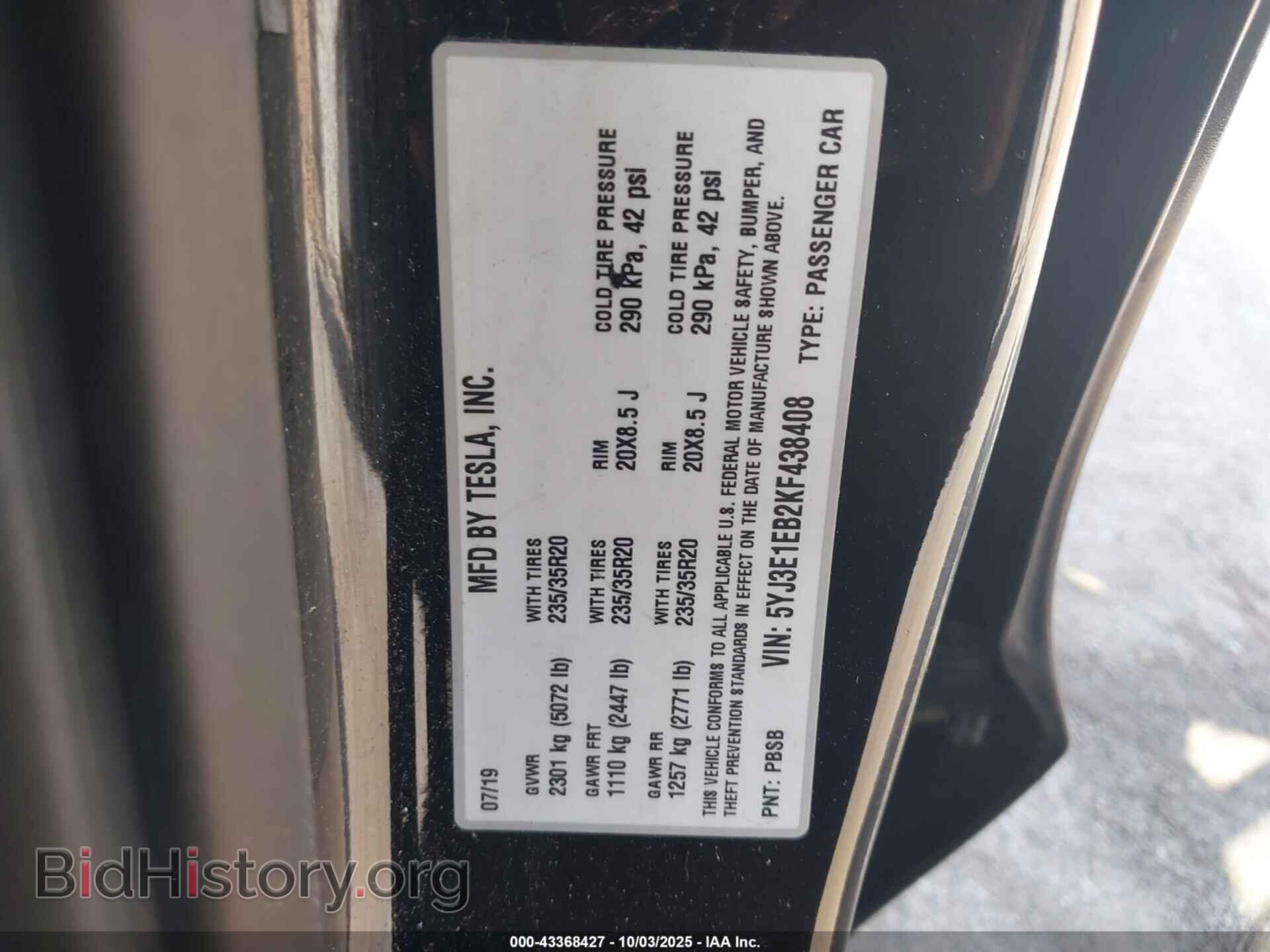 2019 TESLA MODEL 3 - VIN: 5YJ3E1EB2KF438408 - Photo 9