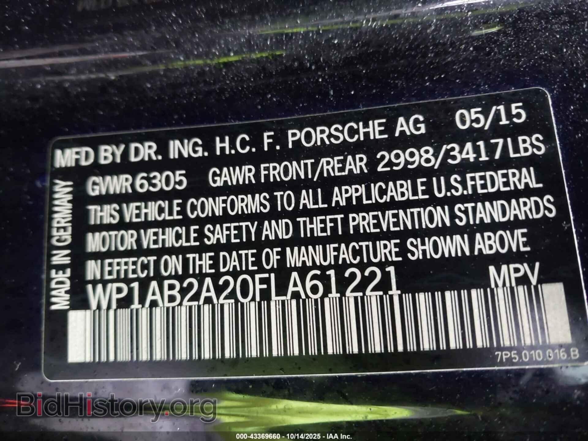 2015 PORSCHE CAYENNE - VIN: WP1AB2A20FLA61221 - Photo 9