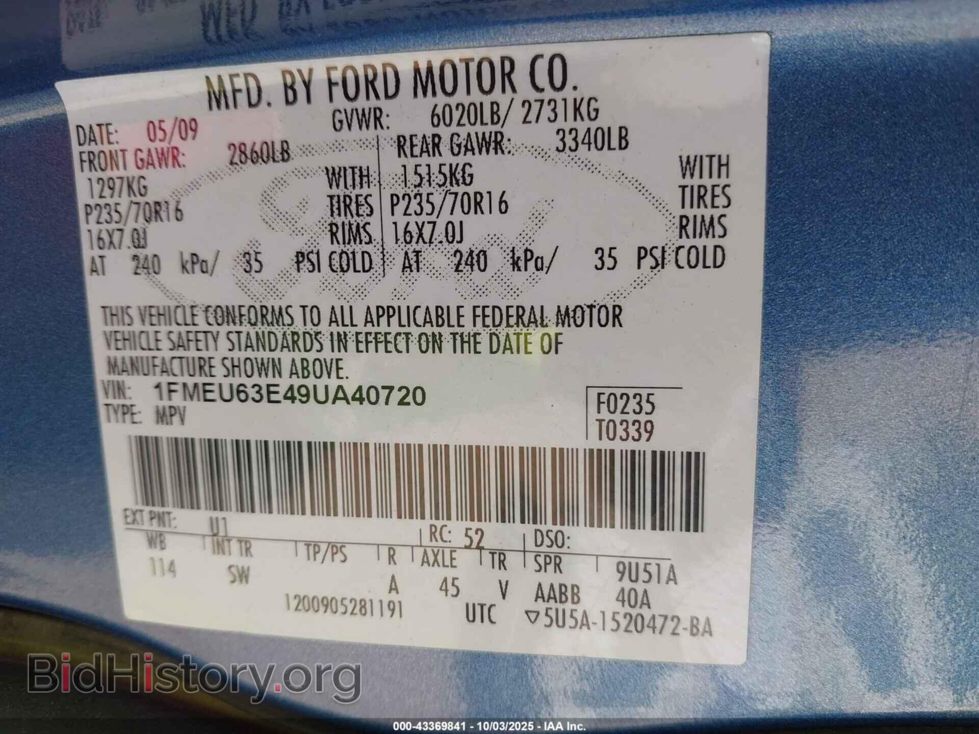 2009 FORD EXPLORER - VIN: 1FMEU63E49UA40720 - Фото 9