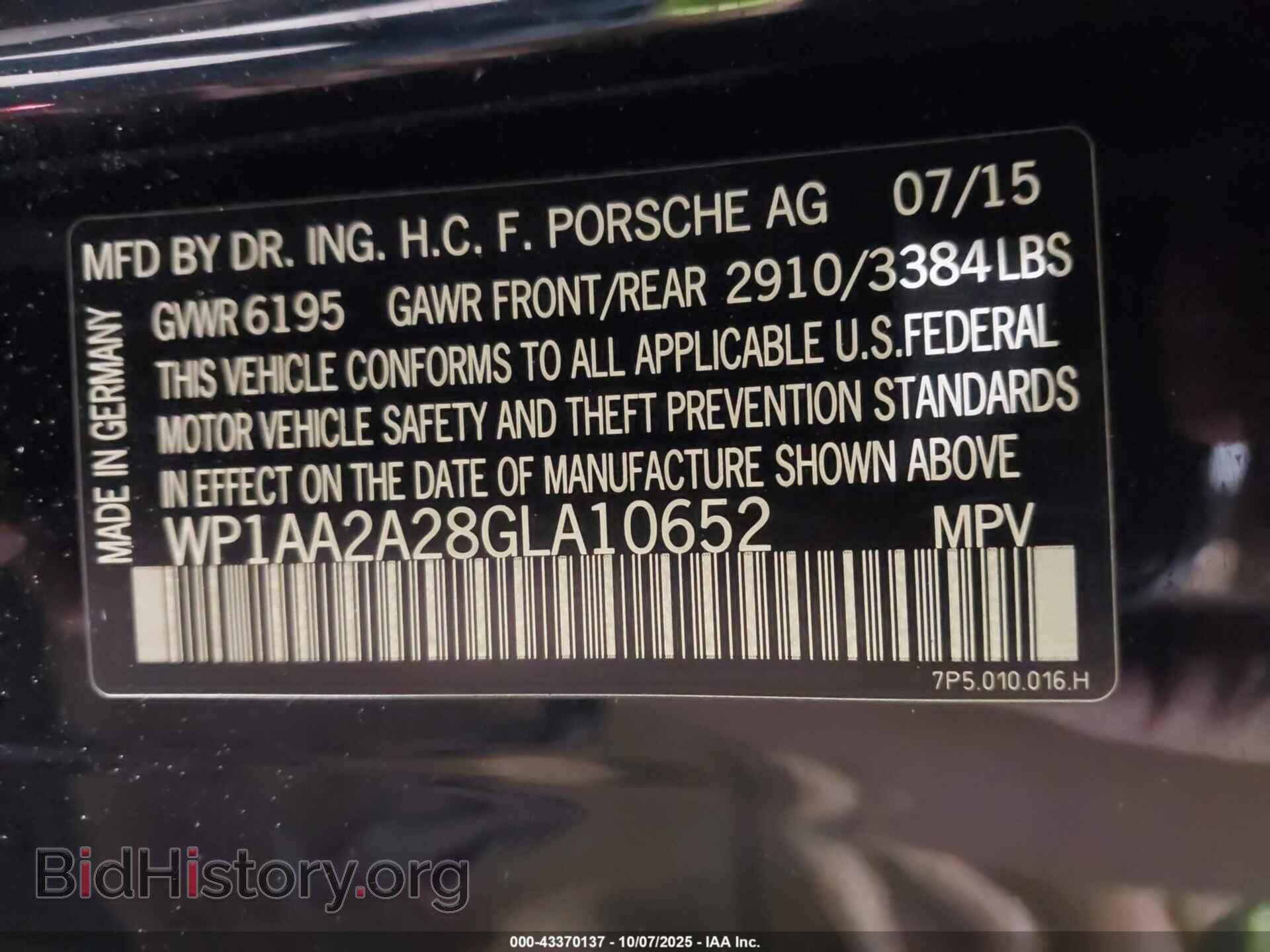 2016 PORSCHE CAYENNE - VIN: WP1AA2A28GLA10652 - Photo 9