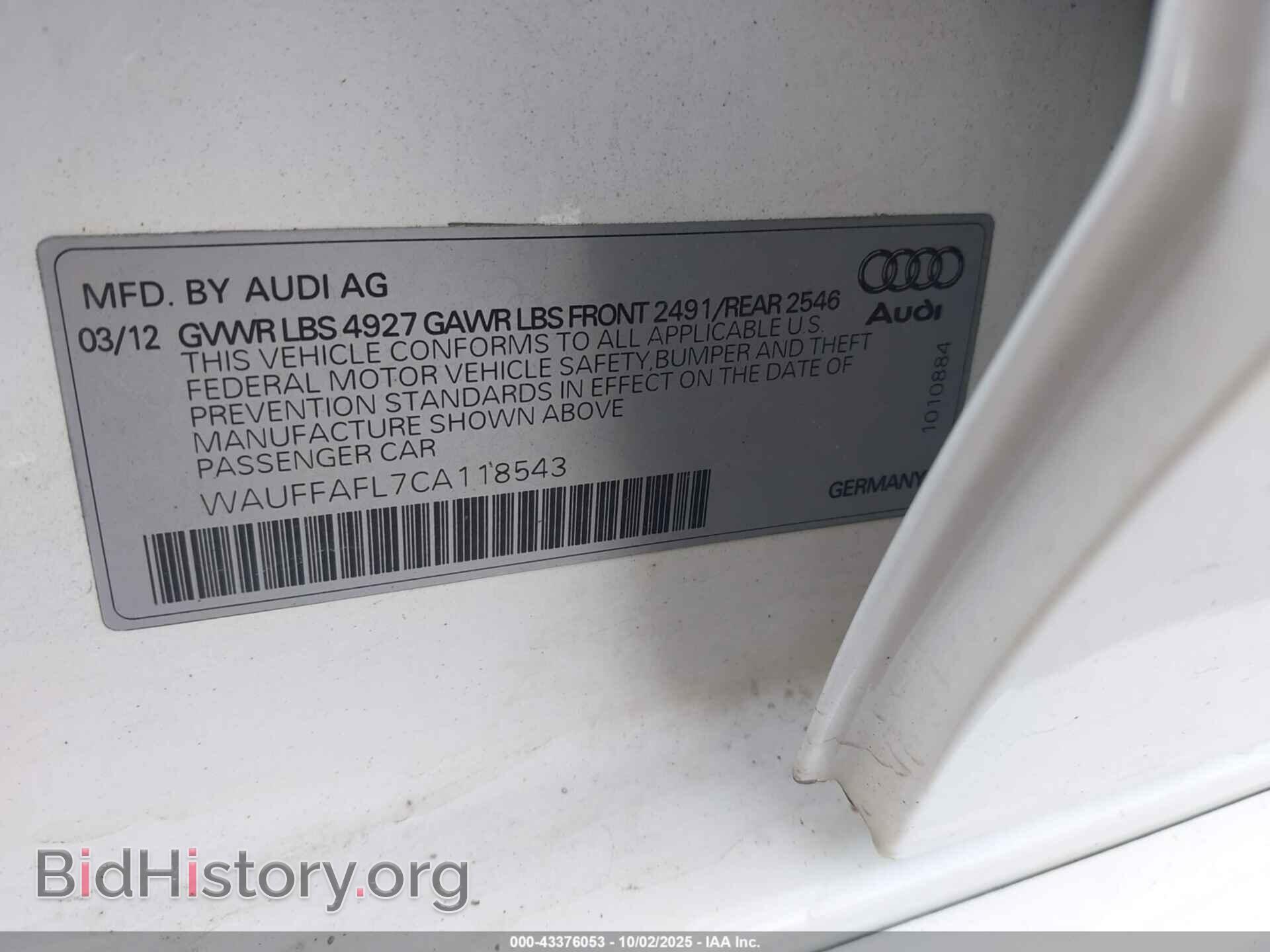 2012 AUDI A4 - VIN: WAUFFAFL7CA118543 - Photo 9