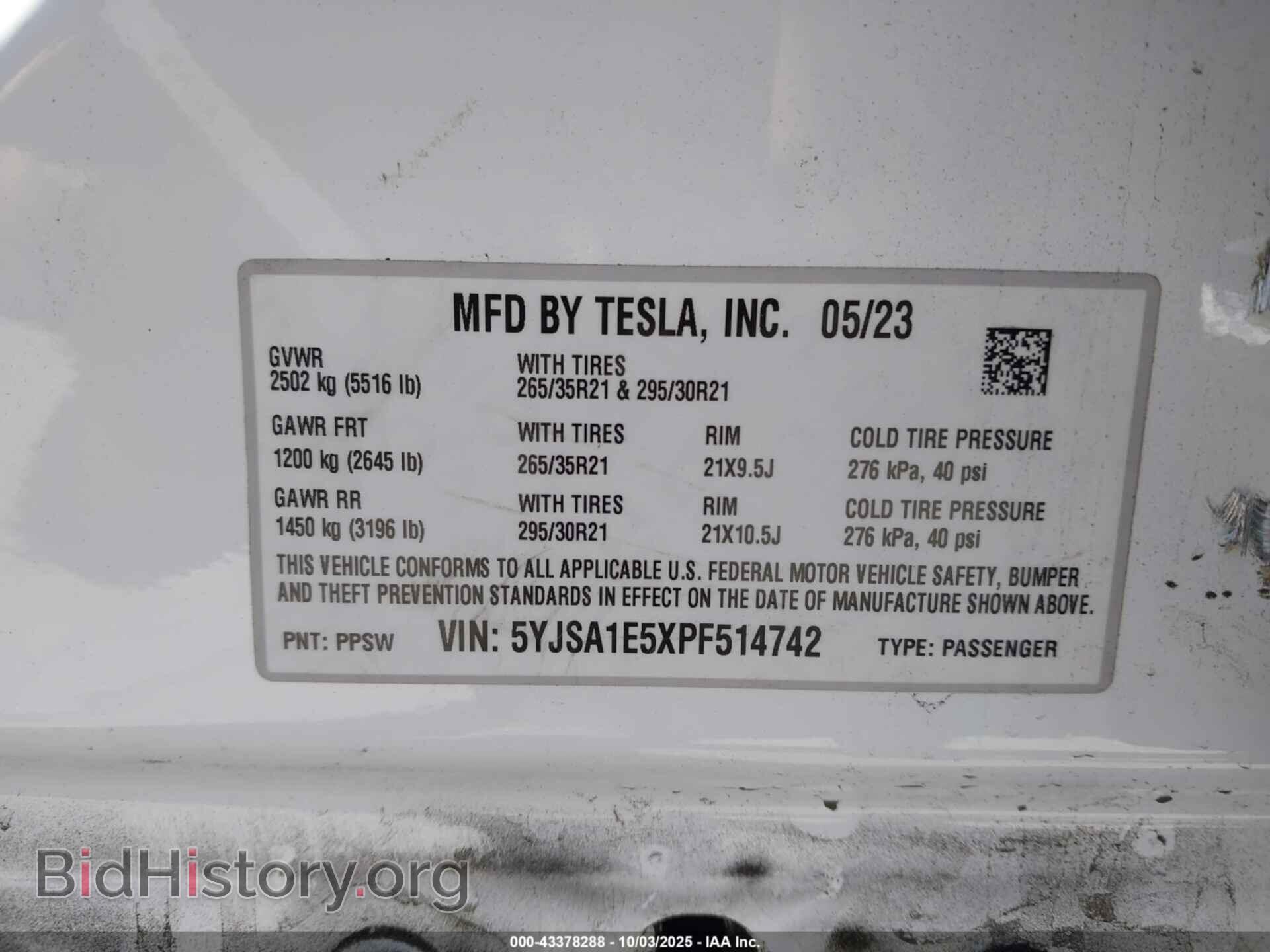 2023 TESLA MODEL S - VIN: 5YJSA1E5XPF514742 - Фото 9