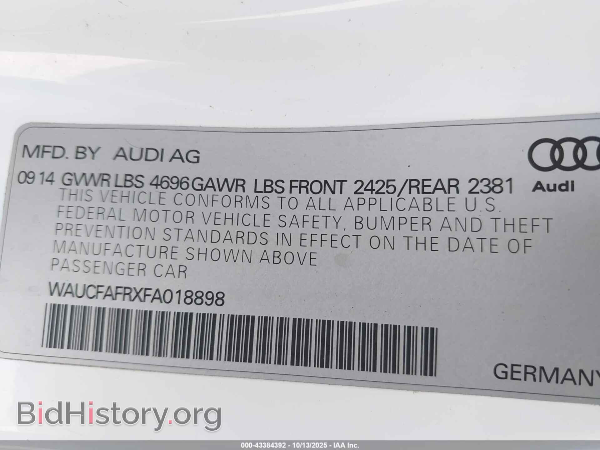2015 AUDI A5 - VIN: WAUCFAFRXFA018898 - Photo 9