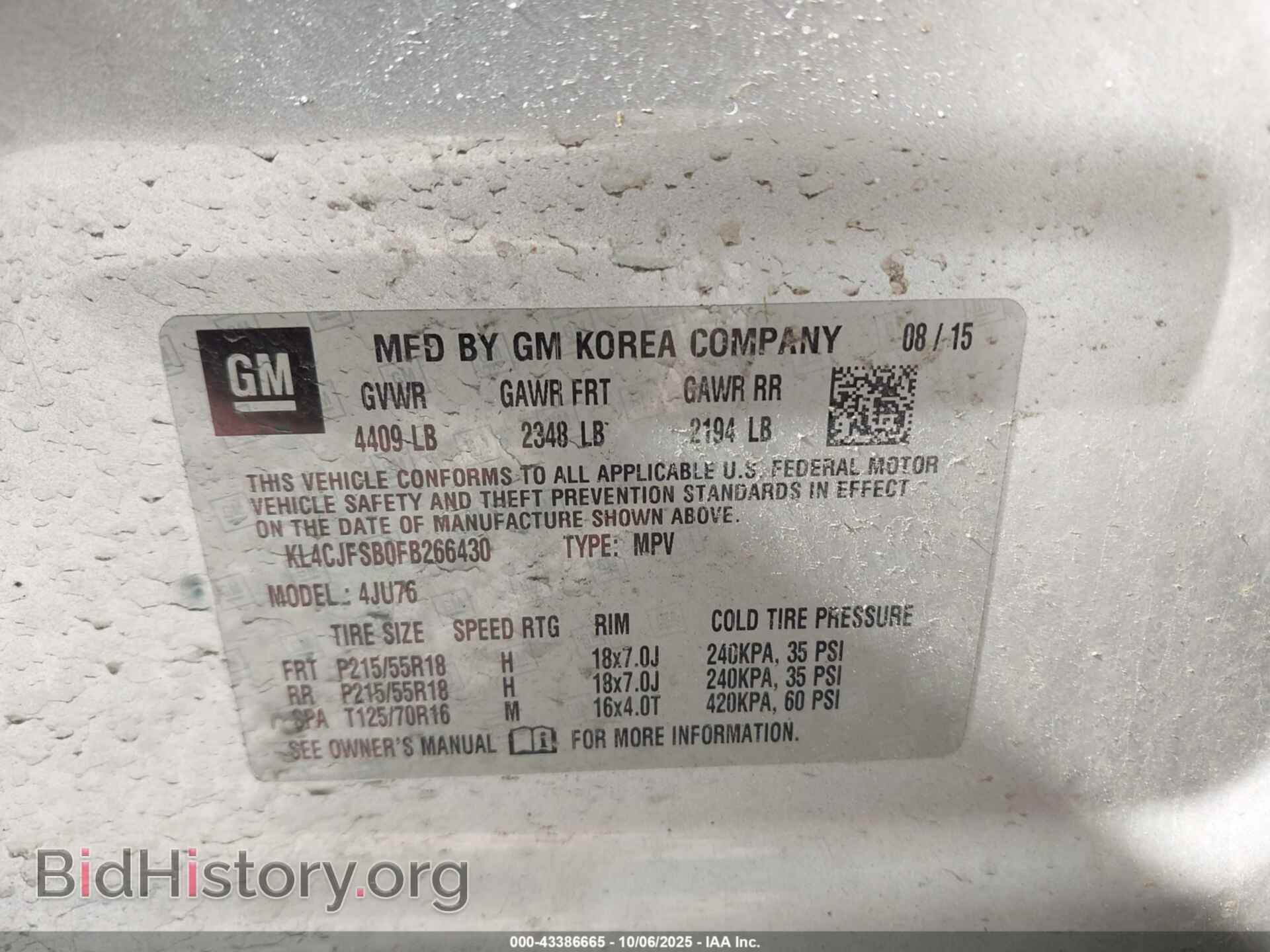 2015 BUICK ENCORE - VIN: KL4CJFSB0FB266430 - Photo 9