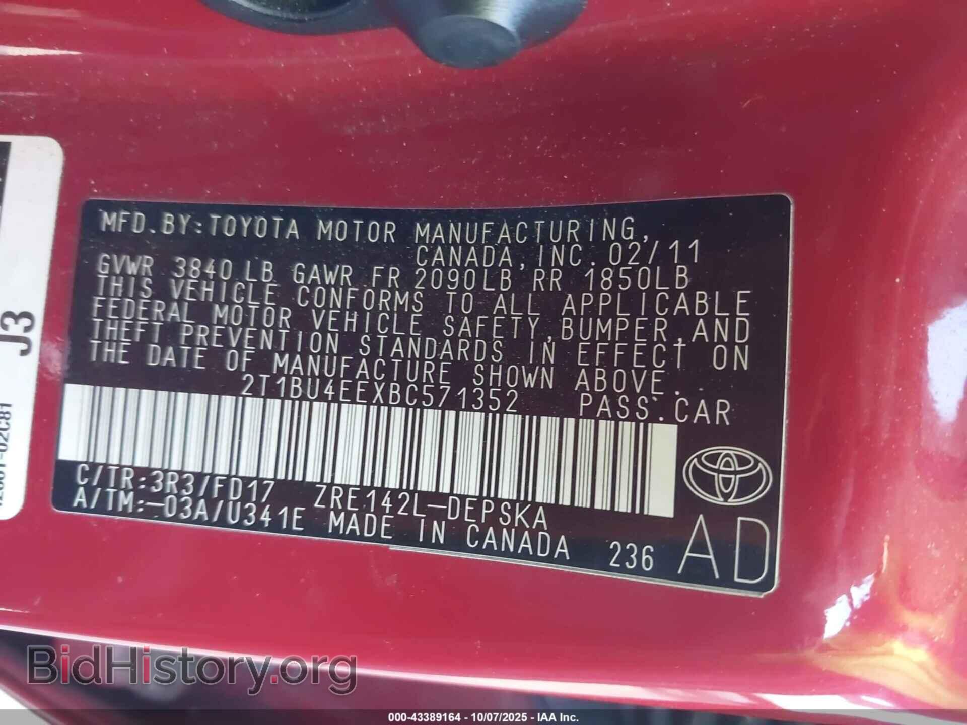2011 TOYOTA COROLLA - VIN: 2T1BU4EEXBC571352 - Фото 9