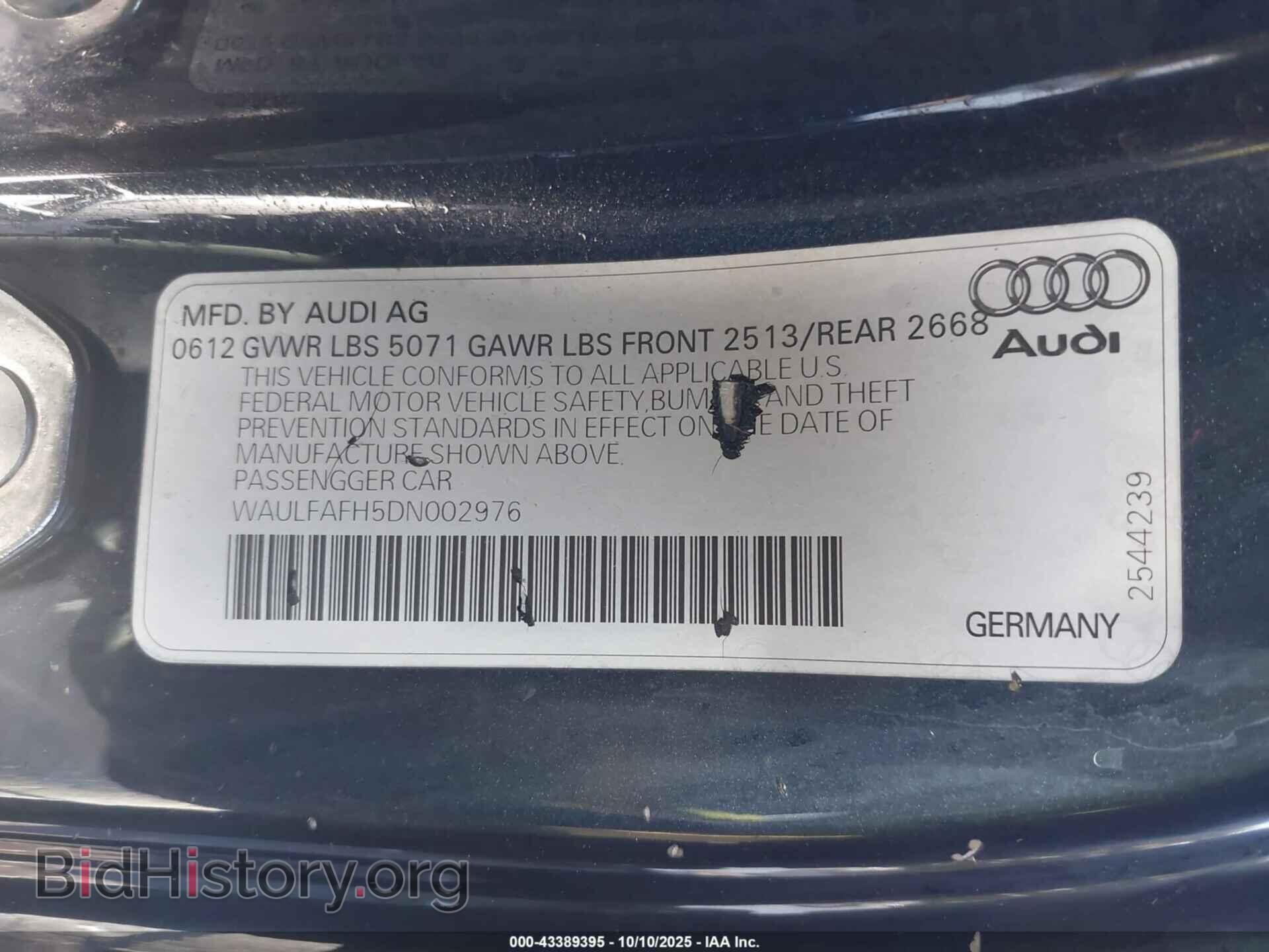 2013 AUDI A5 - VIN: WAULFAFH5DN002976 - Фото 9