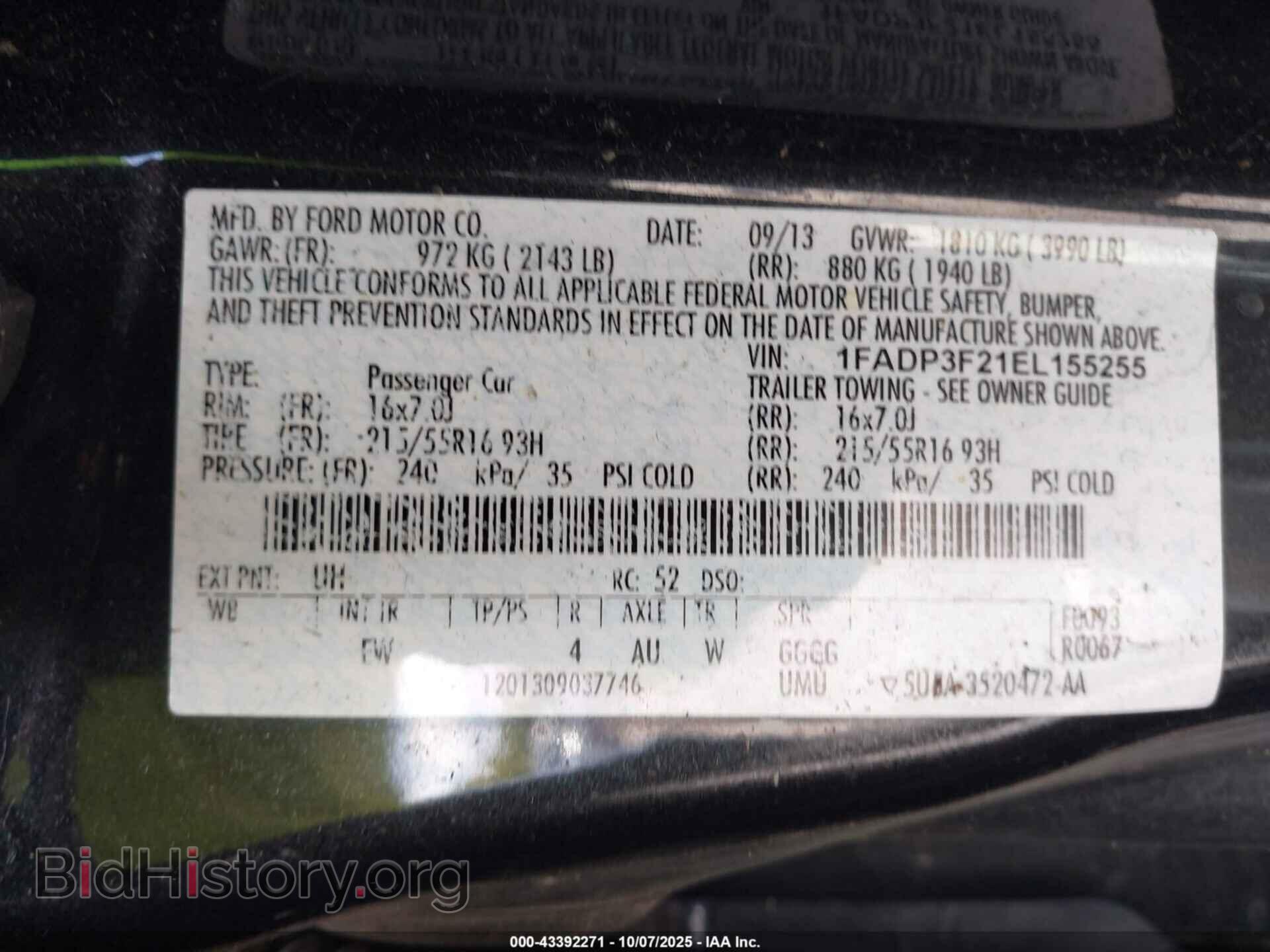 2014 FORD FOCUS - VIN: 1FADP3F21EL155255 - Photo 9