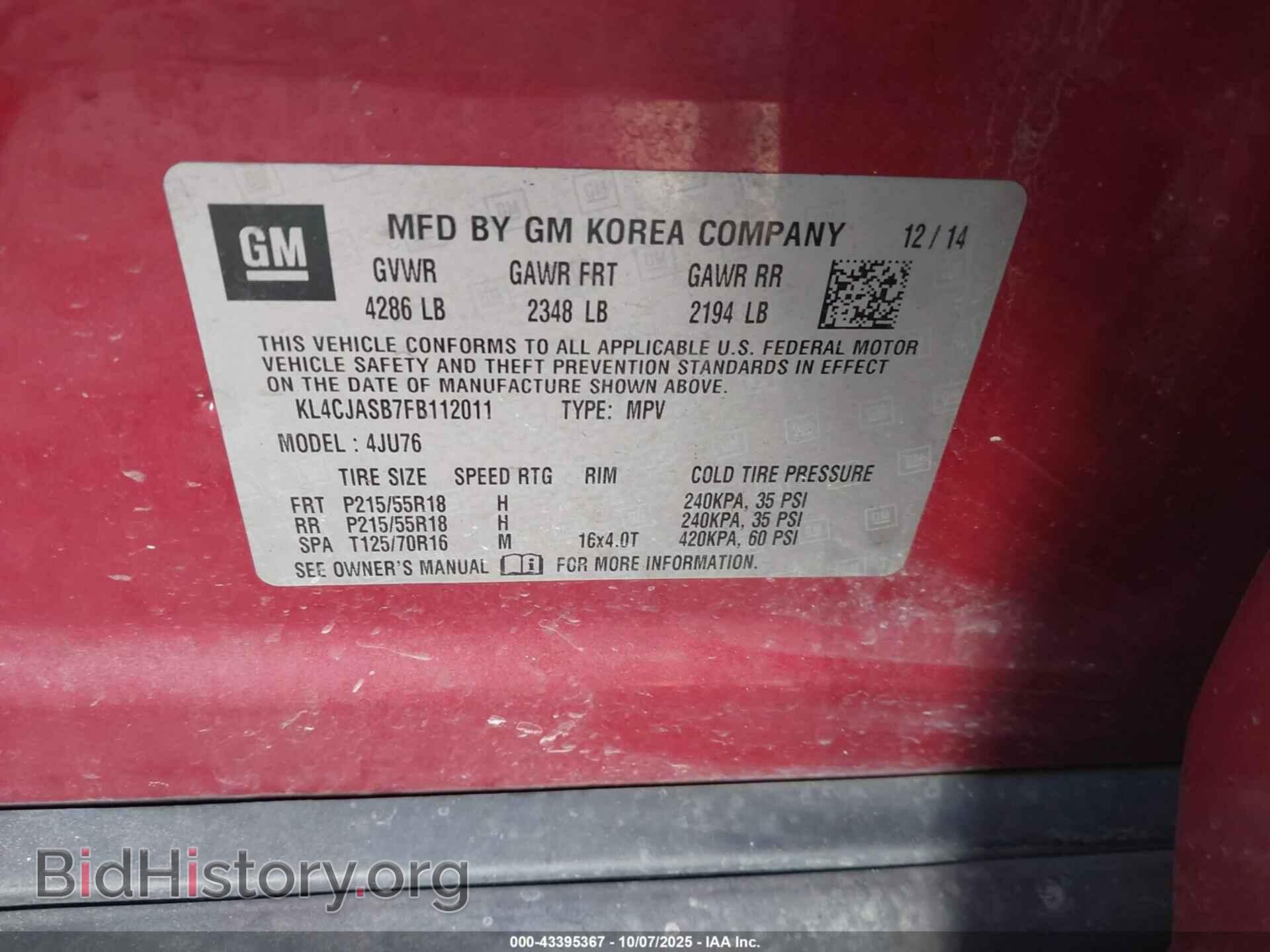 2015 BUICK ENCORE - VIN: KL4CJASB7FB112011 - Photo 9