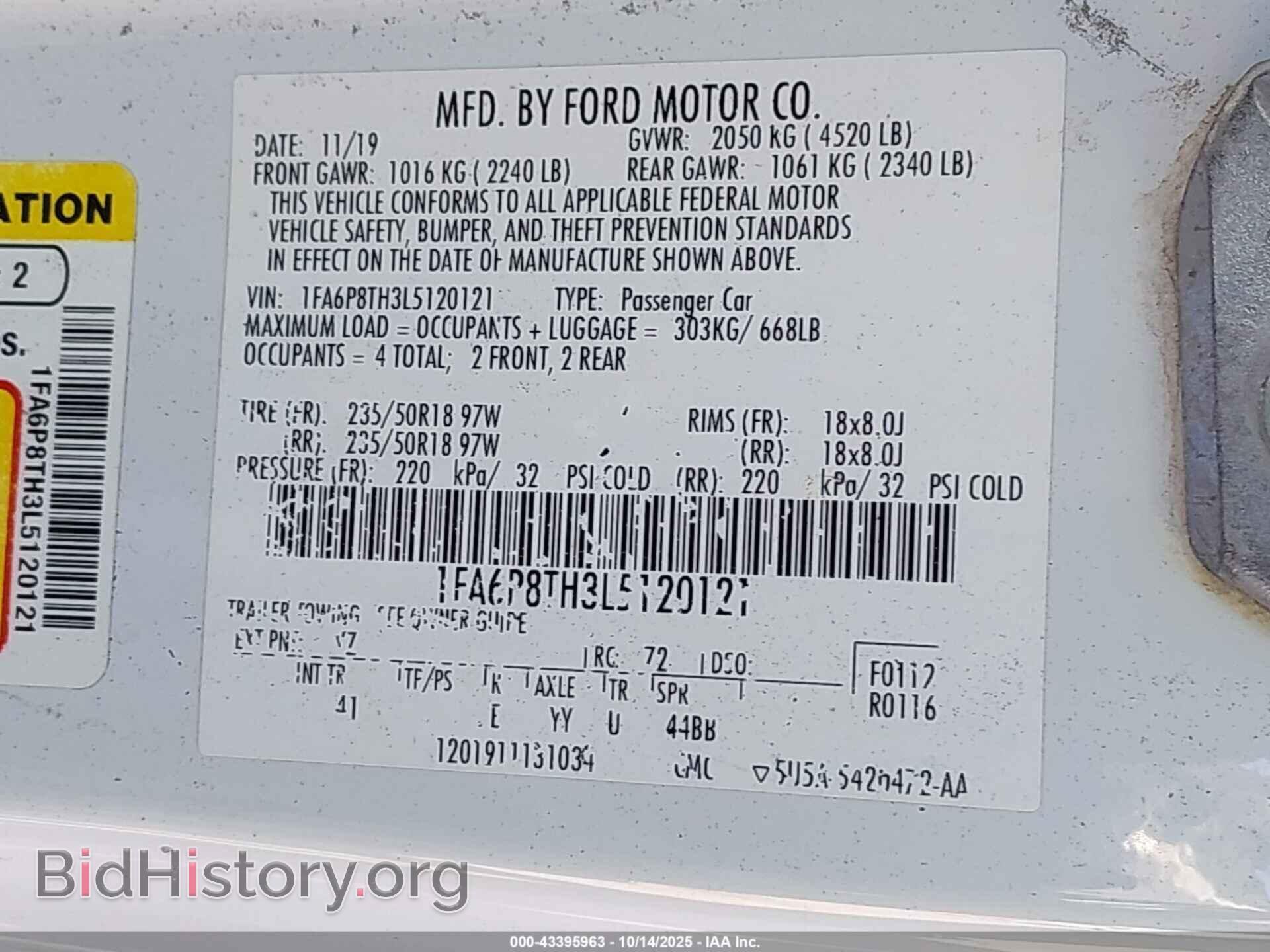 2020 FORD MUSTANG - VIN: 1FA6P8TH3L5120121 - Фото 9
