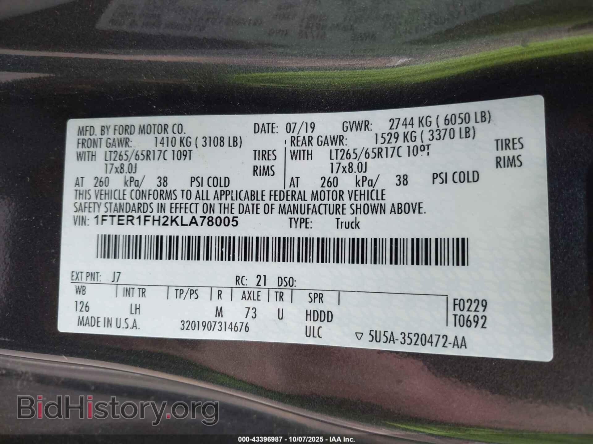 2019 FORD RANGER - VIN: 1FTER1FH2KLA78005 - Фото 9