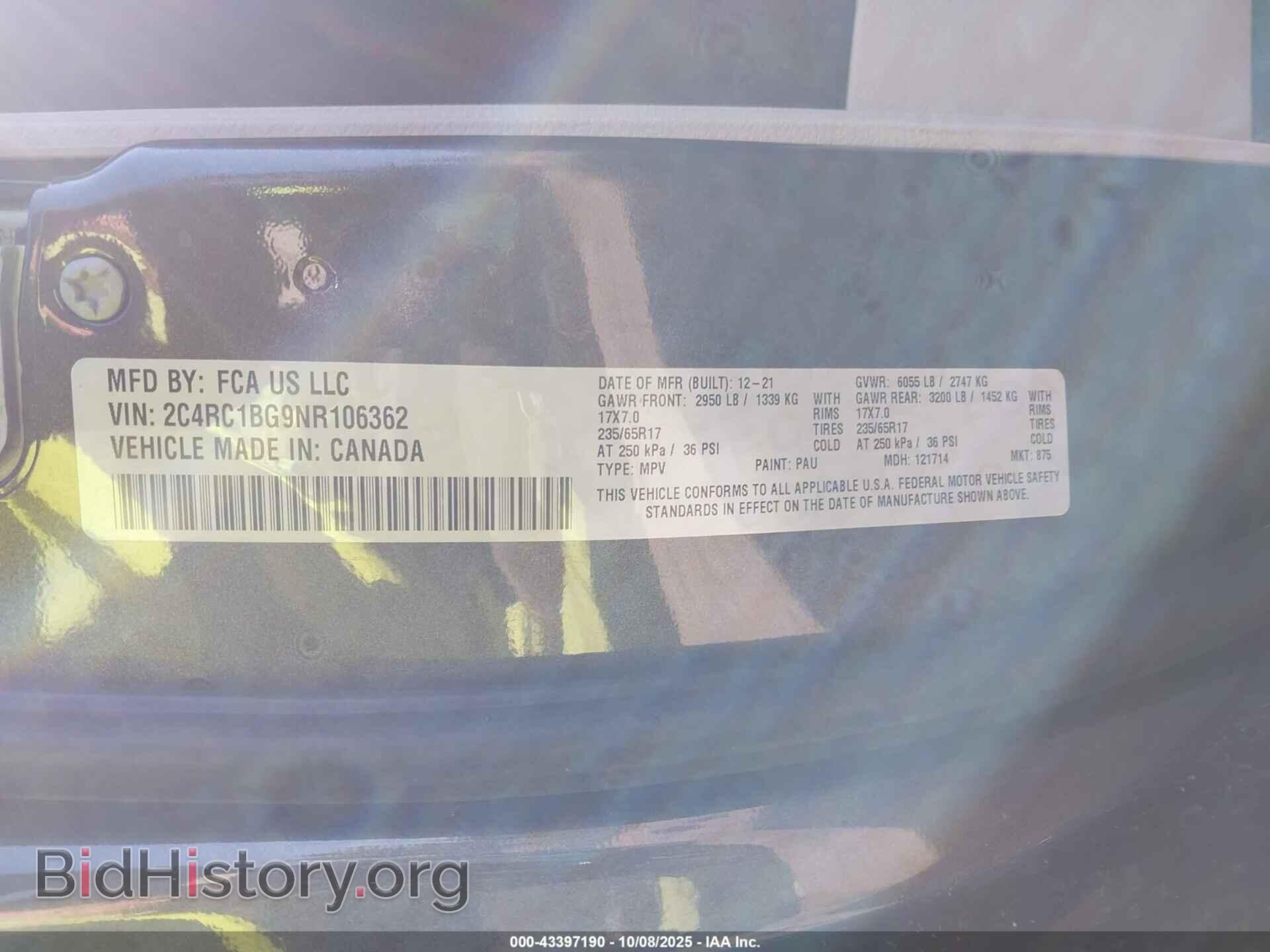 2022 CHRYSLER PACIFICA - VIN: 2C4RC1BG9NR106362 - Фото 9