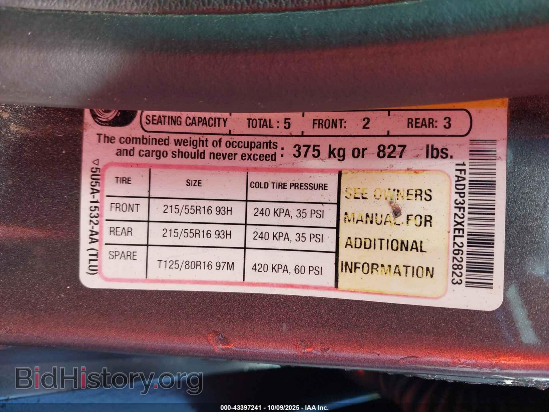 2014 FORD FOCUS - VIN: 1FADP3F2XEL262823 - Фото 9