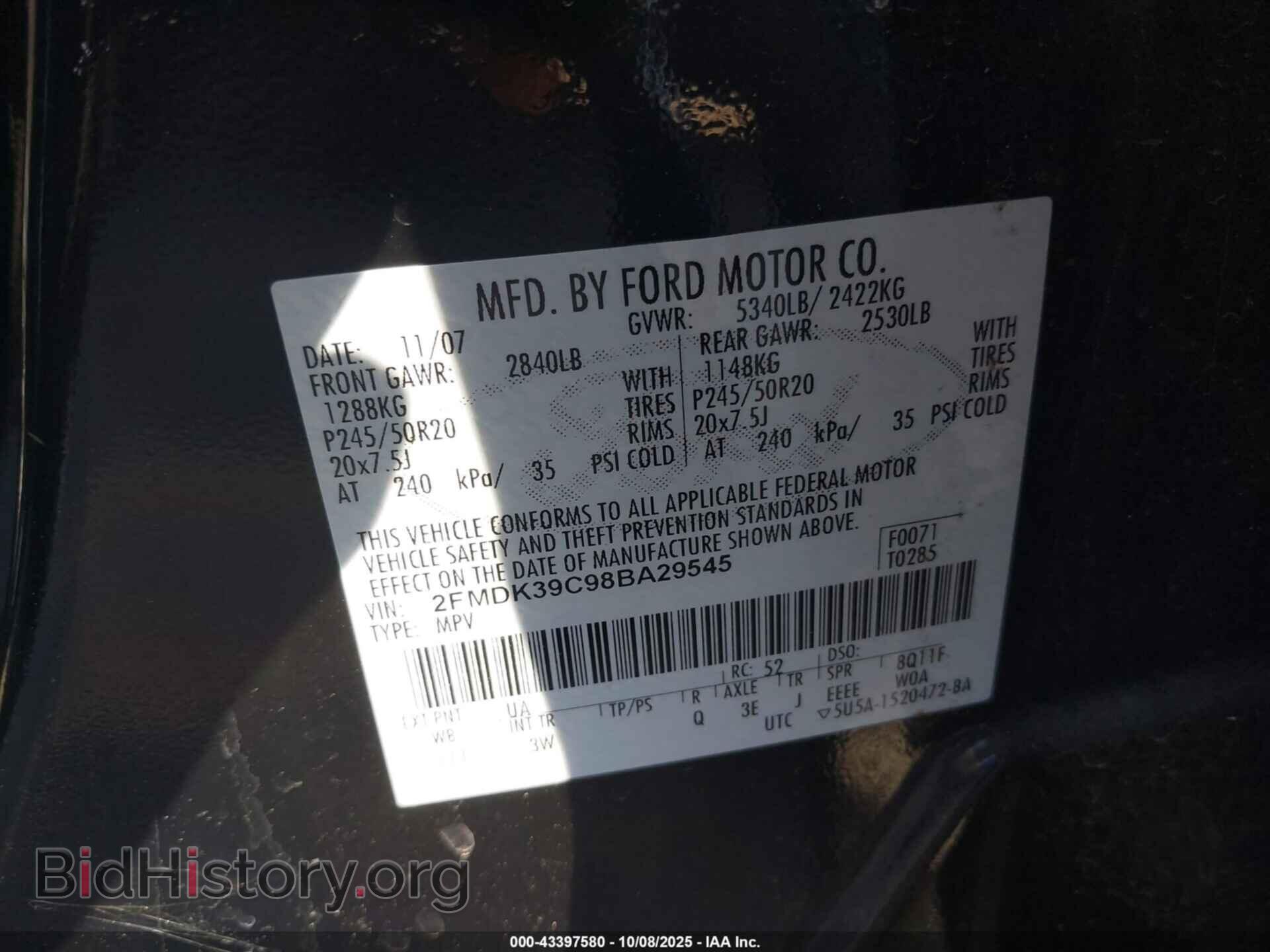 2008 FORD EDGE - VIN: 2FMDK39C98BA29545 - Photo 9