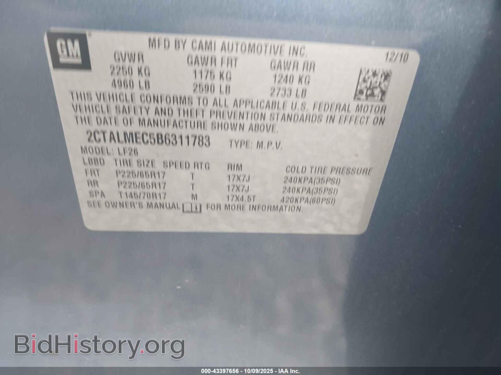 2011 GMC TERRAIN - VIN: 2CTALMEC5B6311783 - Photo 9