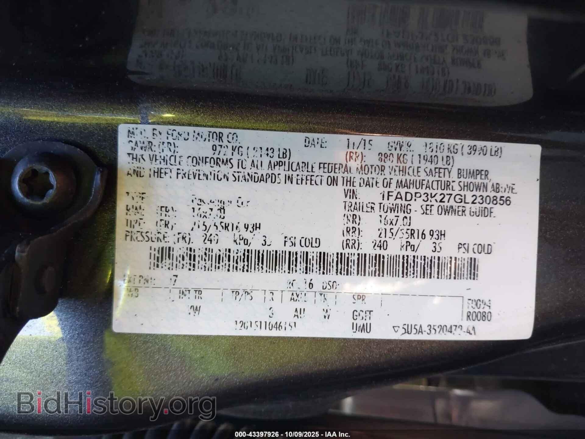 2016 FORD FOCUS - VIN: 1FADP3K27GL230856 - Photo 9