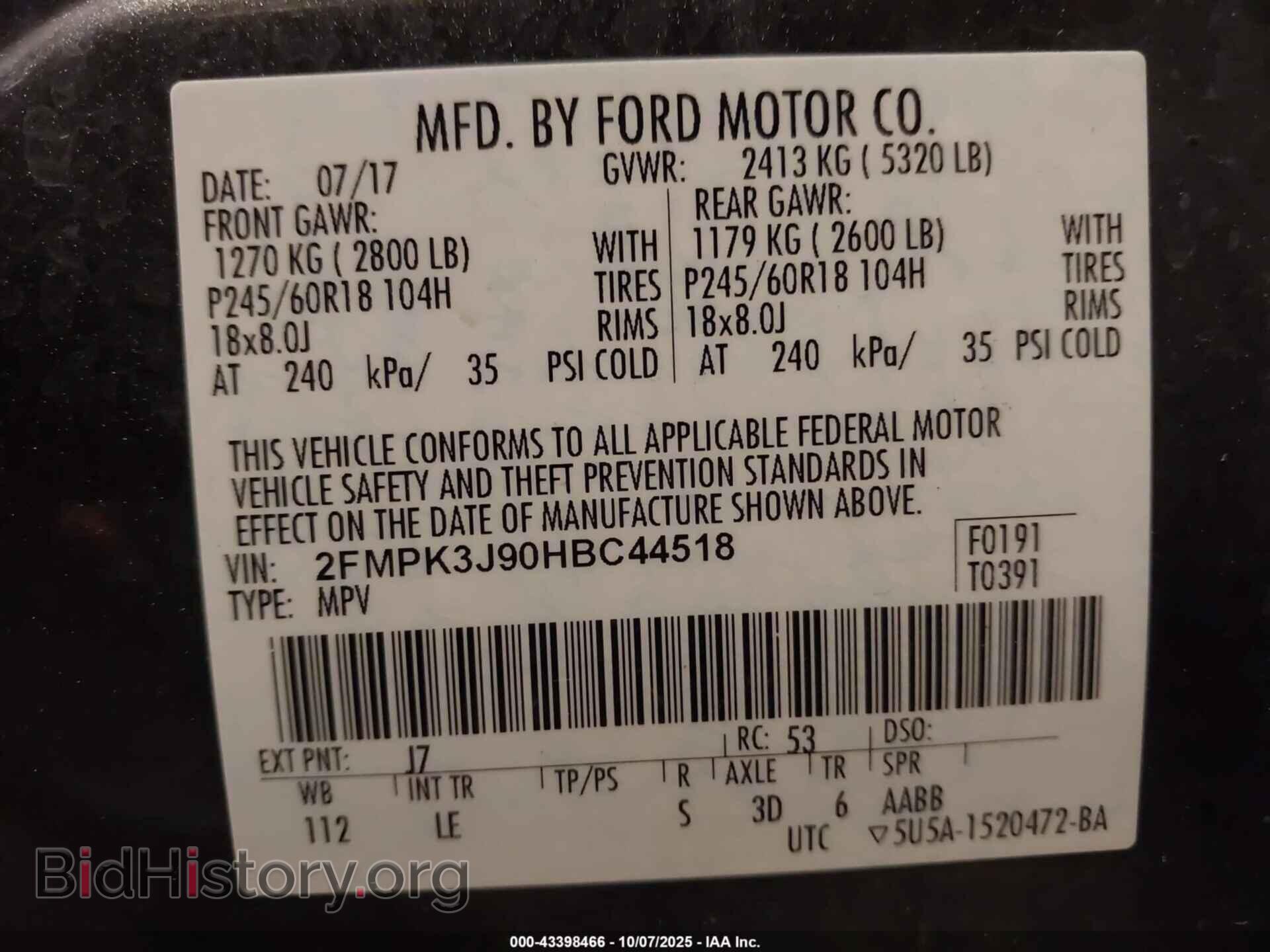 2017 FORD EDGE - VIN: 2FMPK3J90HBC44518 - Photo 9