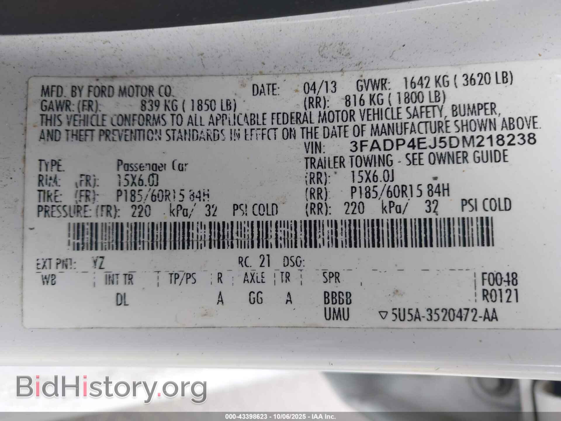 2013 FORD FIESTA - VIN: 3FADP4EJ5DM218238 - Фото 9