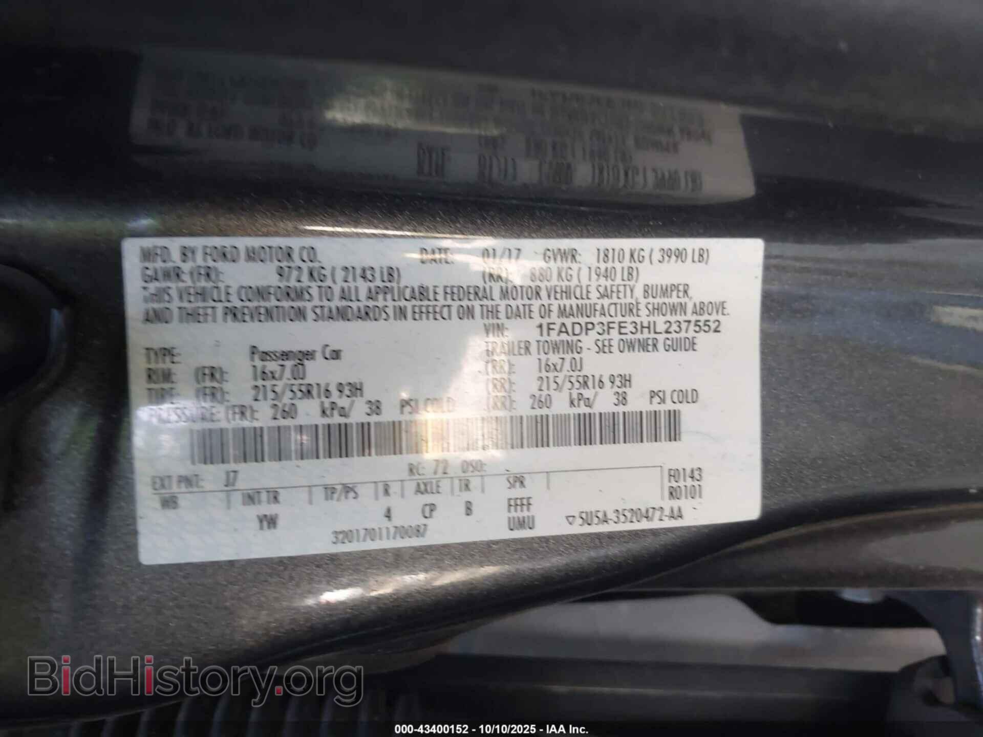 2017 FORD FOCUS - VIN: 1FADP3FE3HL237552 - Фото 9