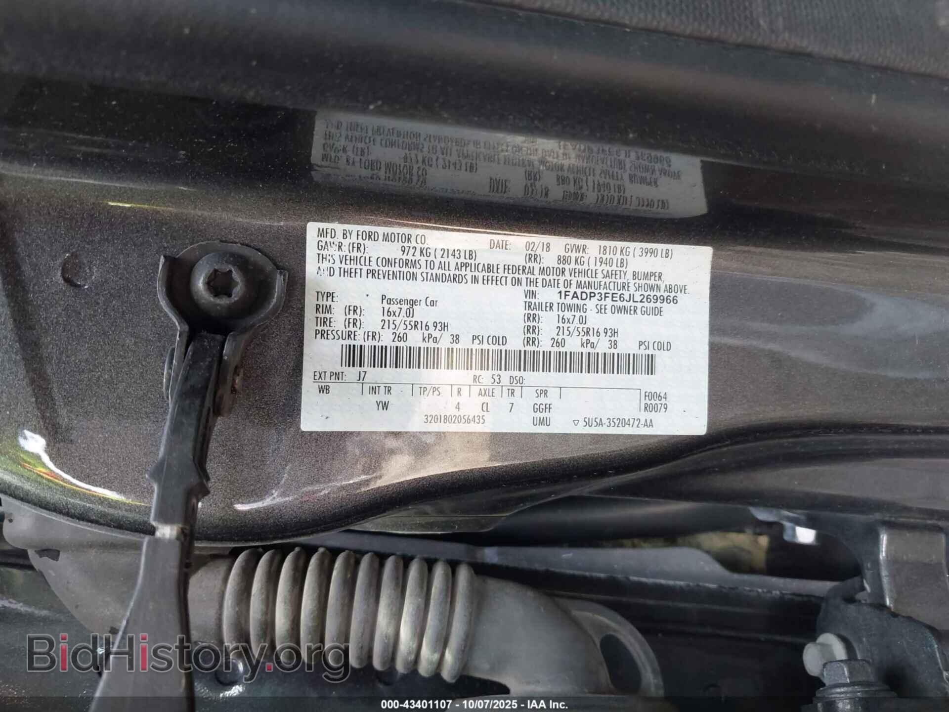 2018 FORD FOCUS - VIN: 1FADP3FE6JL269966 - Фото 9