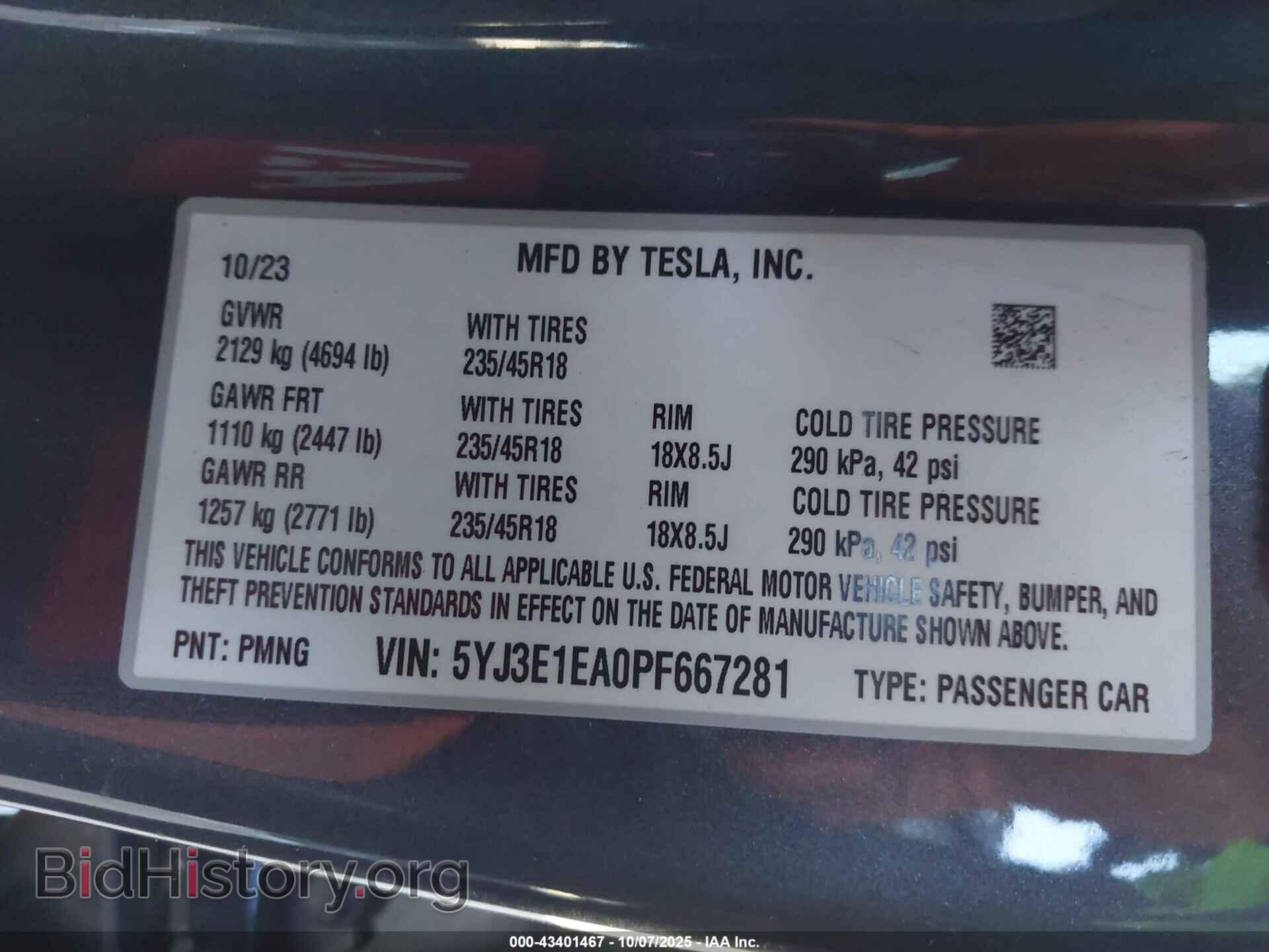 2023 TESLA MODEL 3 - VIN: 5YJ3E1EA0PF667281 - Фото 9