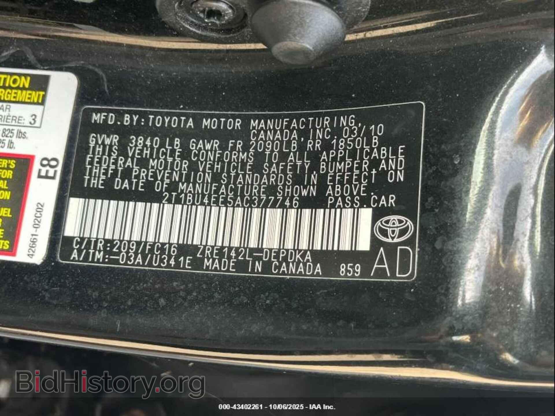 2010 TOYOTA COROLLA - VIN: 2T1BU4EE5AC377746 - Фото 9