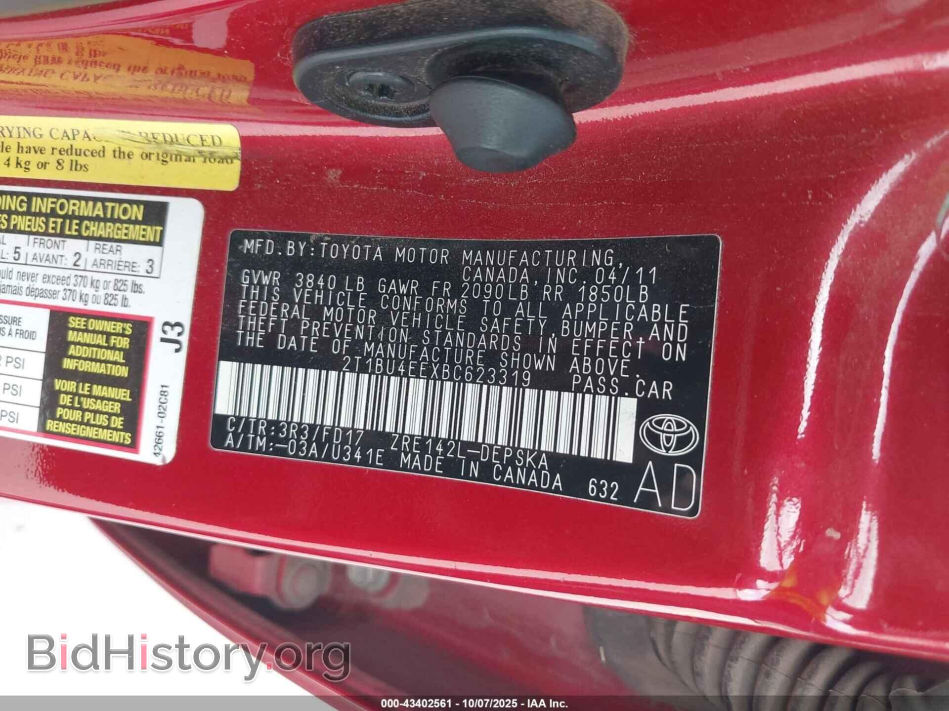 2011 TOYOTA COROLLA - VIN: 2T1BU4EEXBC623319 - Фото 9