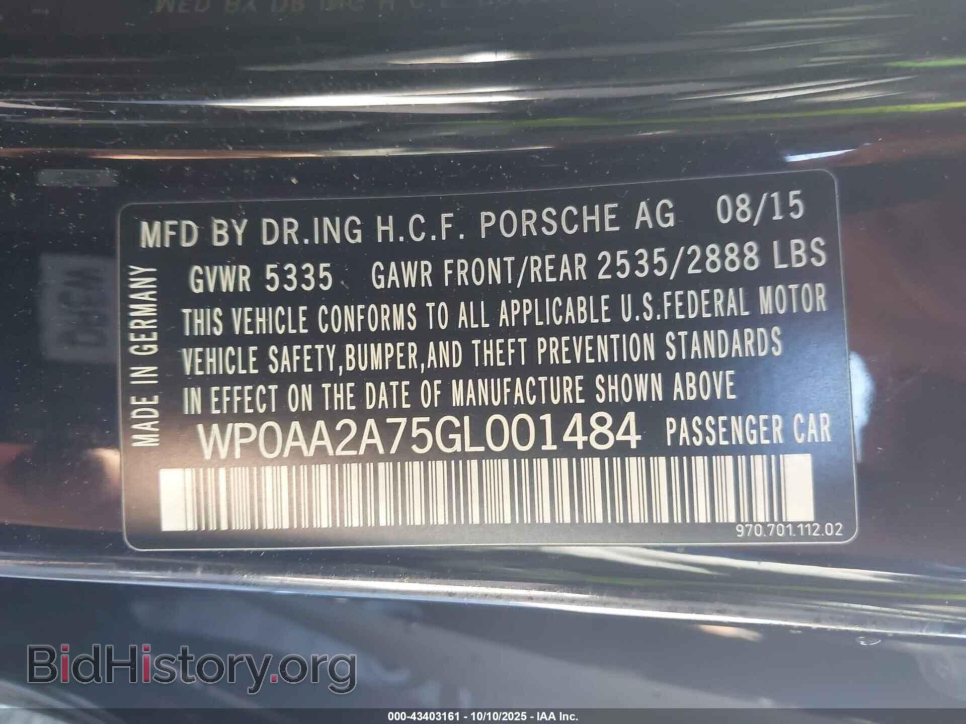 2016 PORSCHE PANAMERA - VIN: WP0AA2A75GL001484 - Photo 9