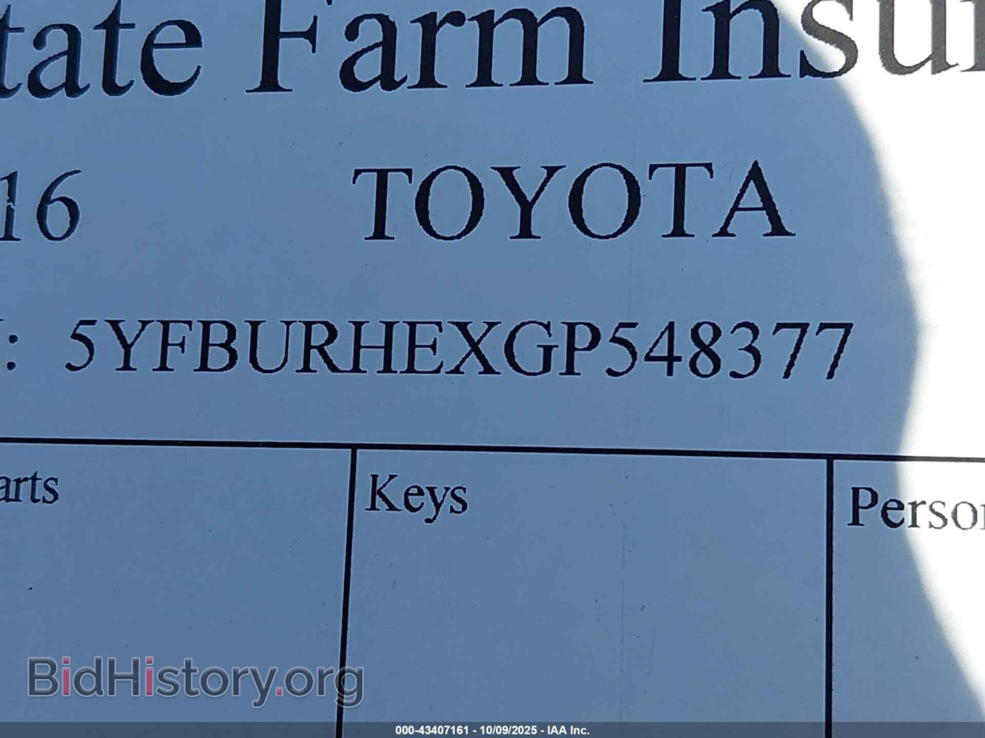 2016 TOYOTA COROLLA - VIN: 5YFBURHEXGP548377 - Фото 9
