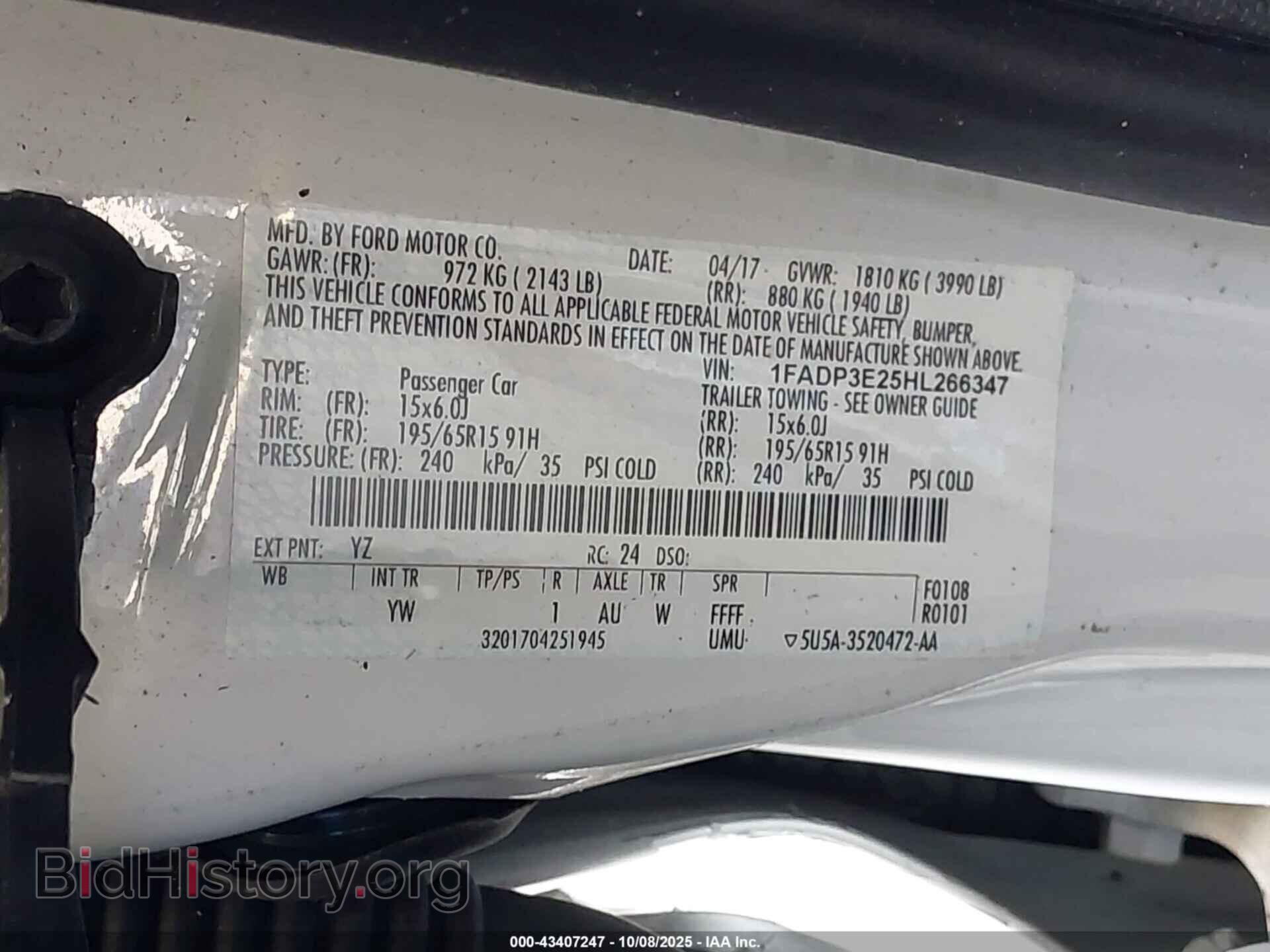 2017 FORD FOCUS - VIN: 1FADP3E25HL266347 - Фото 9