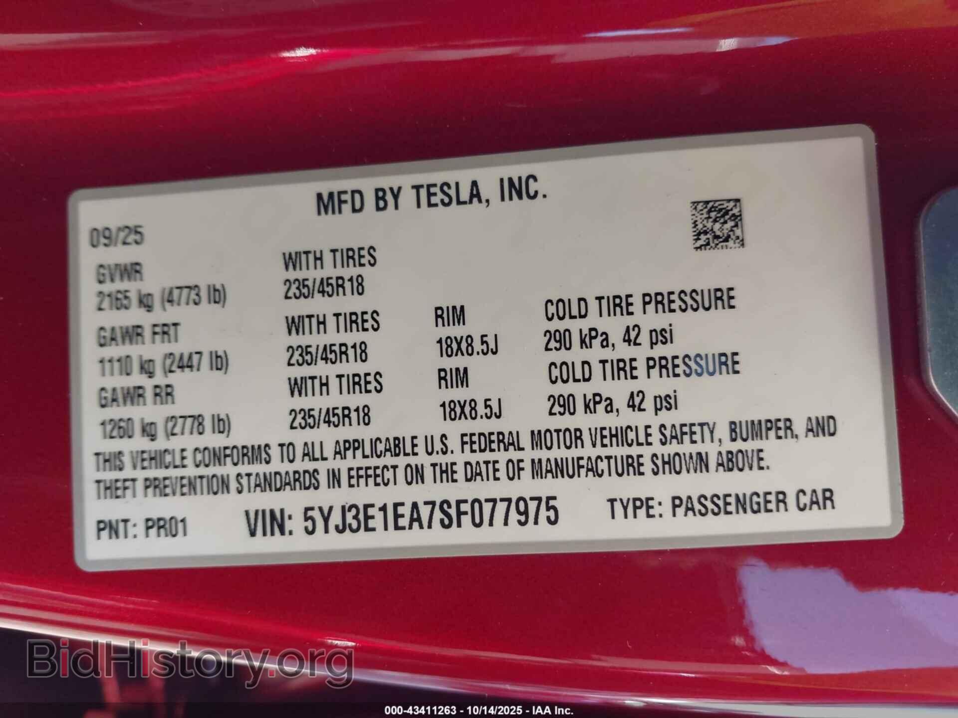 2025 TESLA MODEL 3 - VIN: 5YJ3E1EA7SF077975 - Фото 9