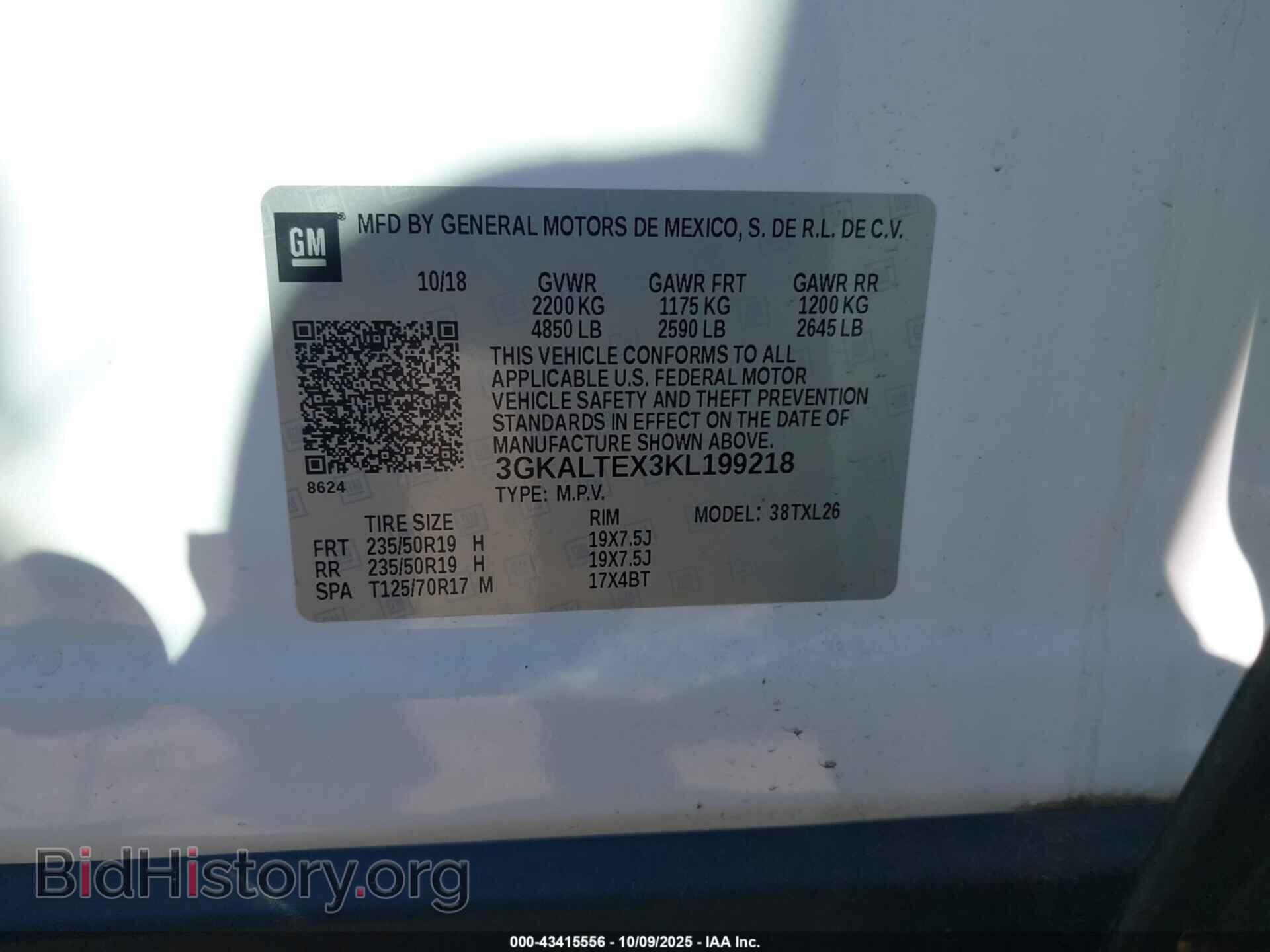 2019 GMC TERRAIN - VIN: 3GKALTEX3KL199218 - Фото 9