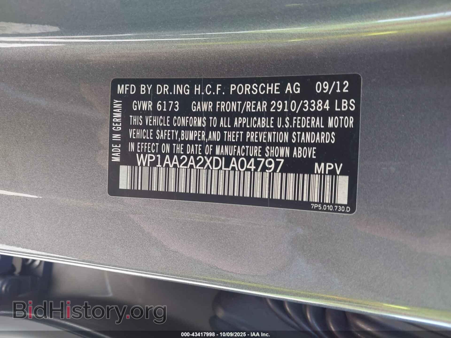 2013 PORSCHE CAYENNE - VIN: WP1AA2A2XDLA04797 - Photo 9