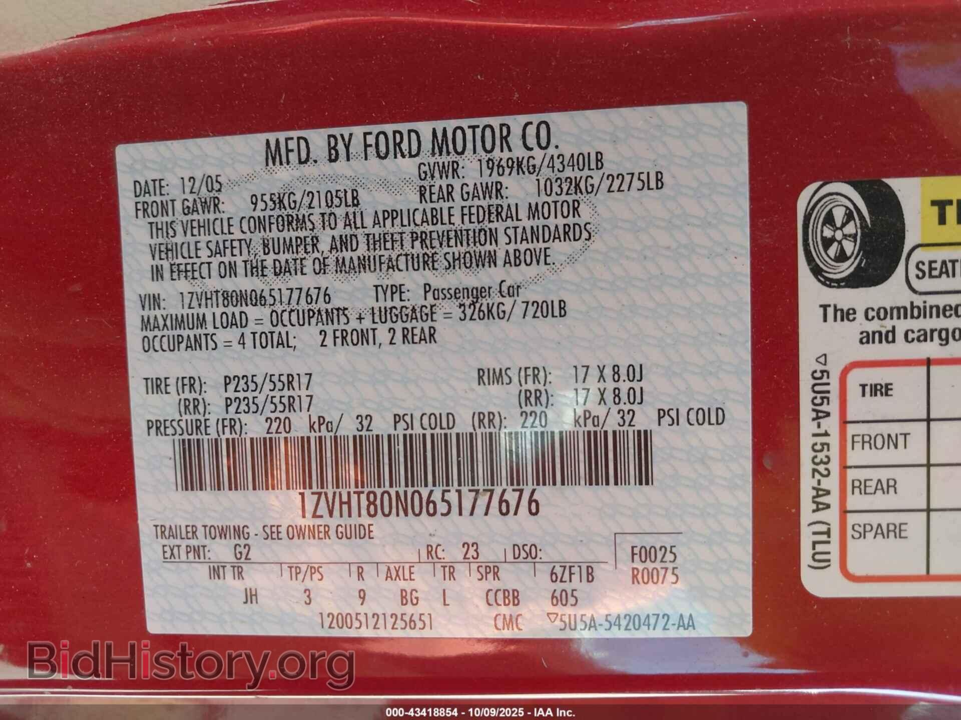 2006 FORD MUSTANG - VIN: 1ZVHT80N065177676 - Фото 9
